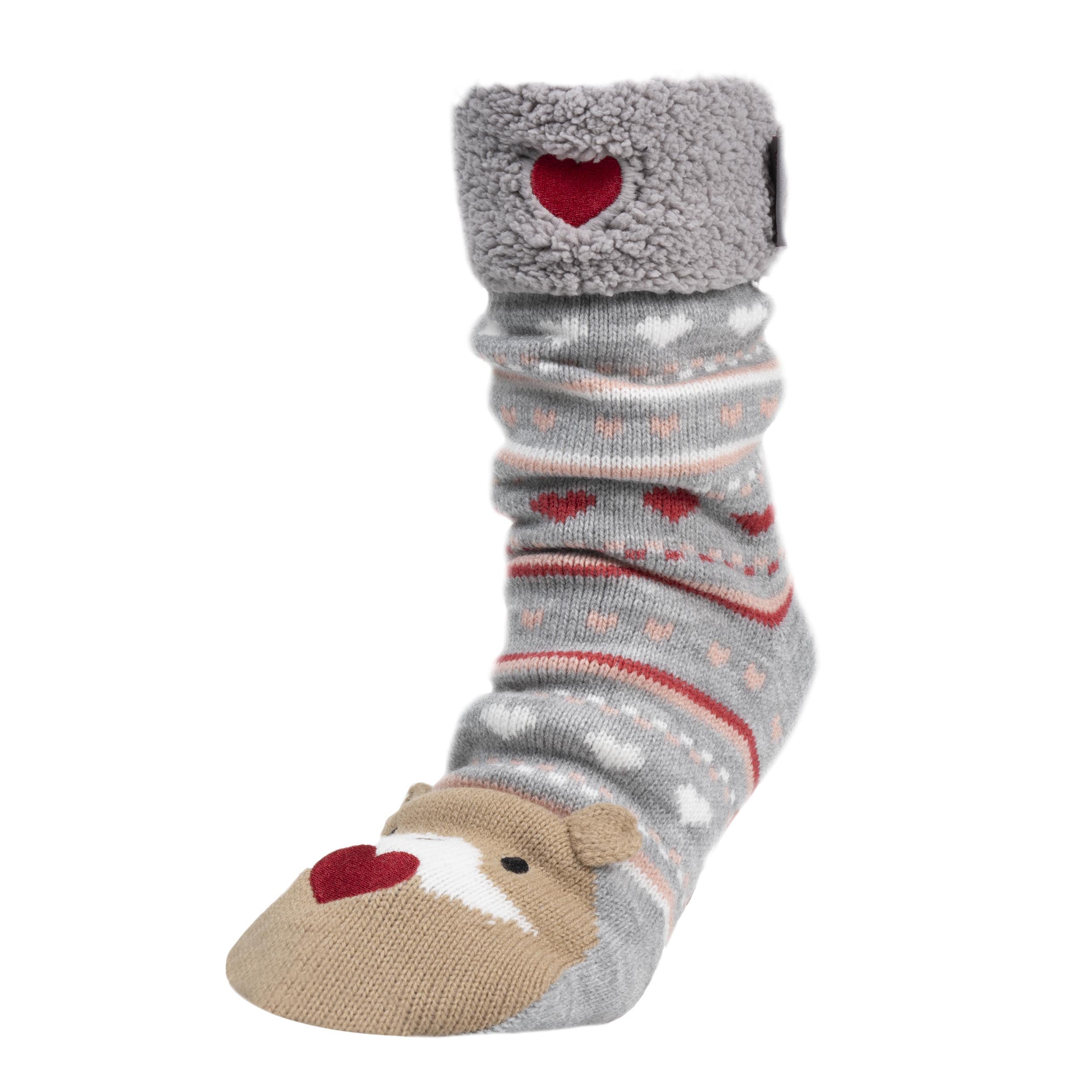 isotoner-chaussettes-fourr-es-femme-jacquard-gris-loutre image 1