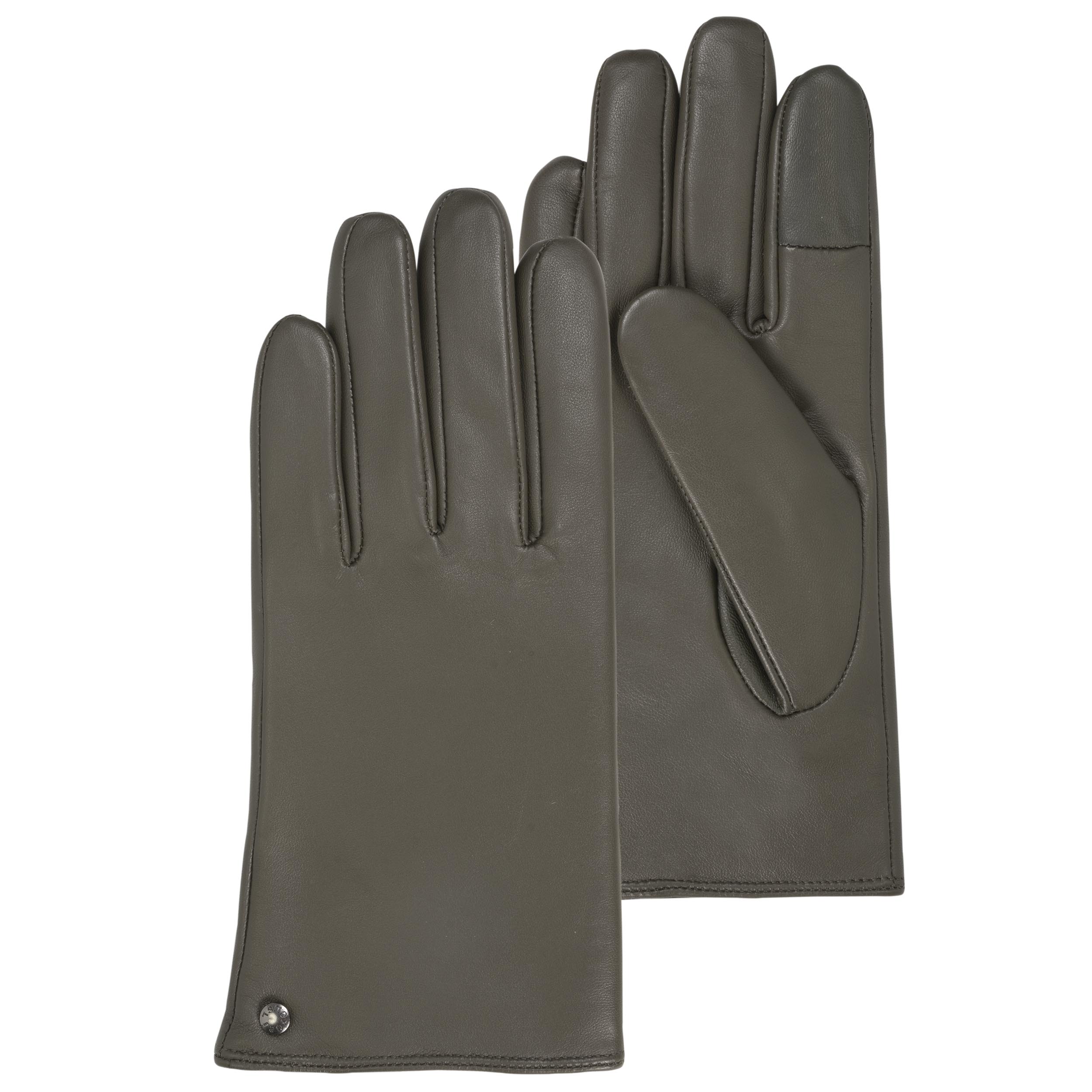 isotoner-gants-femme-tactiles-cuir-chaud-kaki image 1