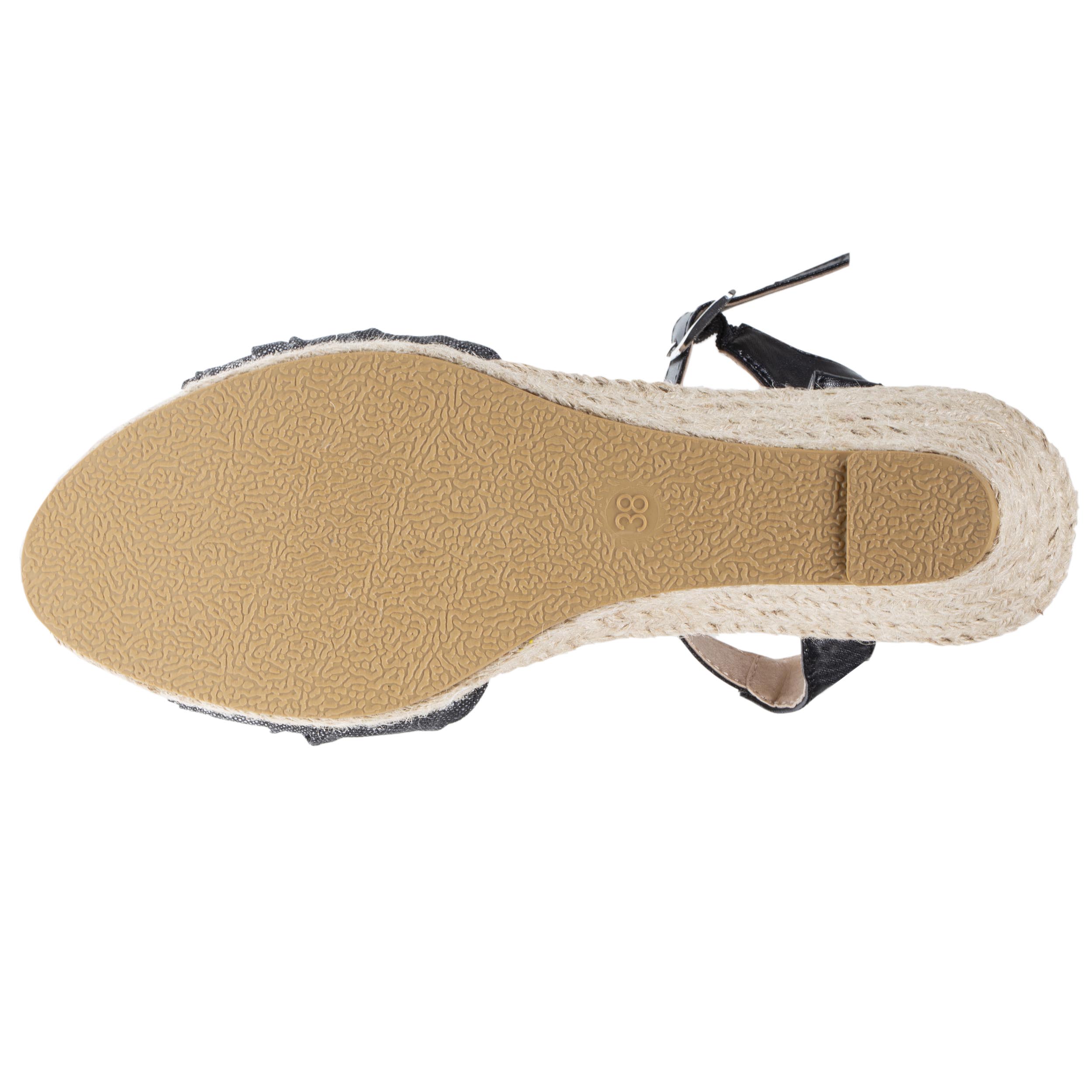 isotoner-espadrilles-femme-ouverte-talon-corde-6-cm-noir image 4
