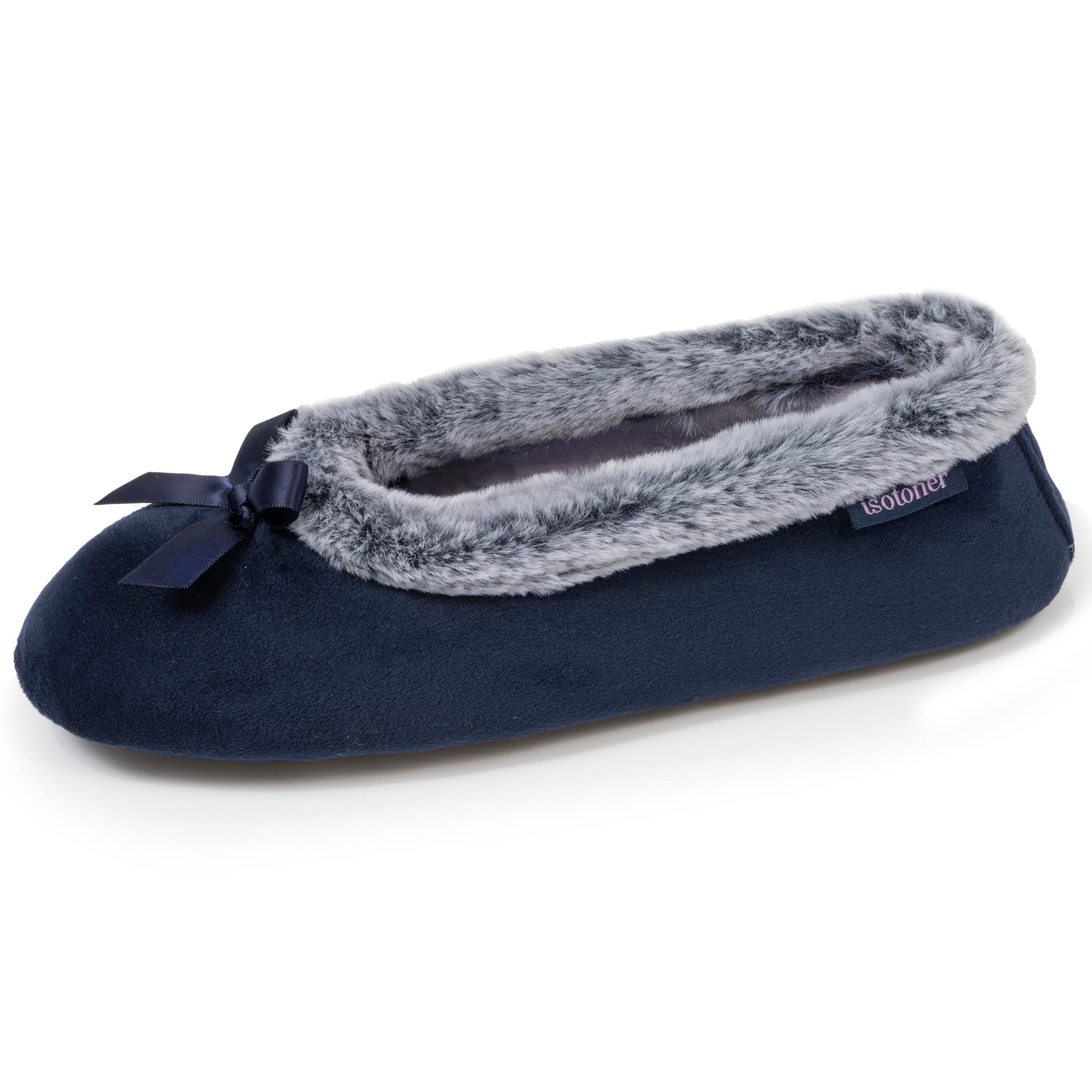 isotoner-chaussons-ballerines-femme-marine-m-moire-de-forme image 1