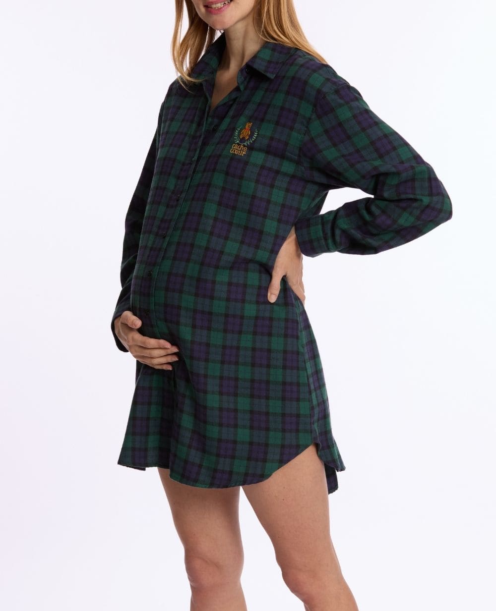 cache-c-ur-chemise-de-nuit-grossesse-et-allaitement-teddy-vert image 2