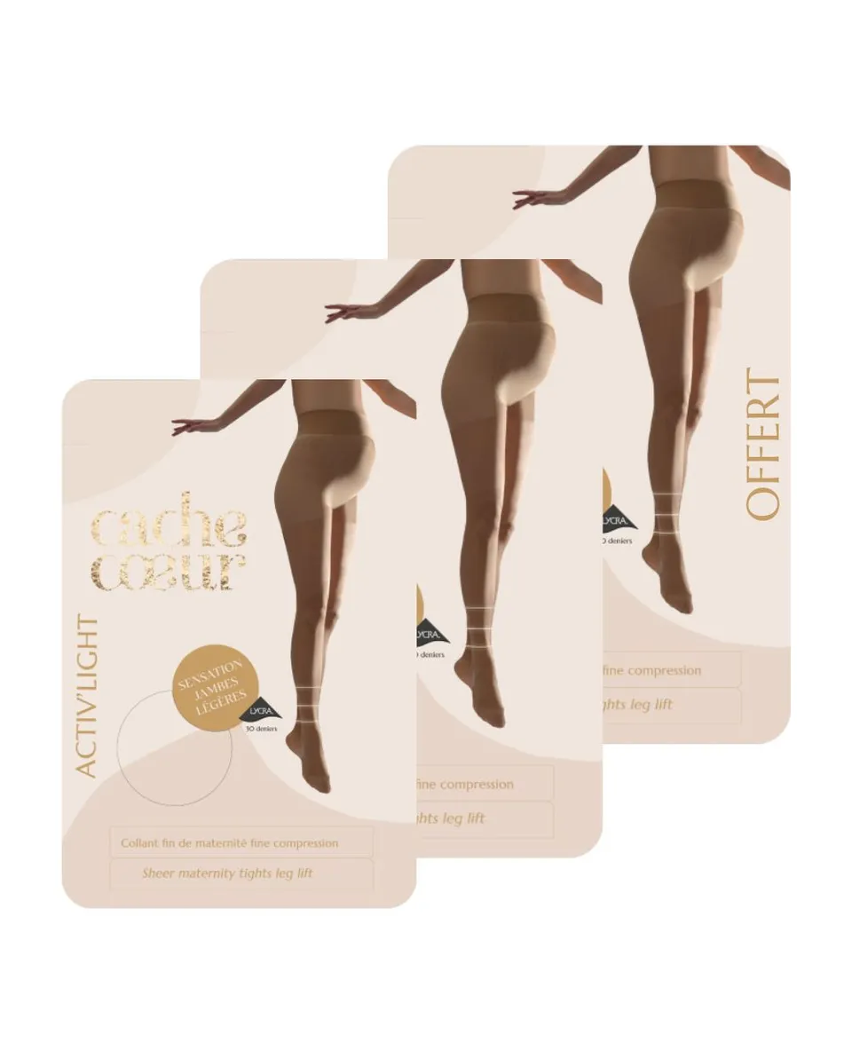 cache-c-ur-lot-de-3-paires-de-collants-fins-30-deniers-activ-light-beige image 1