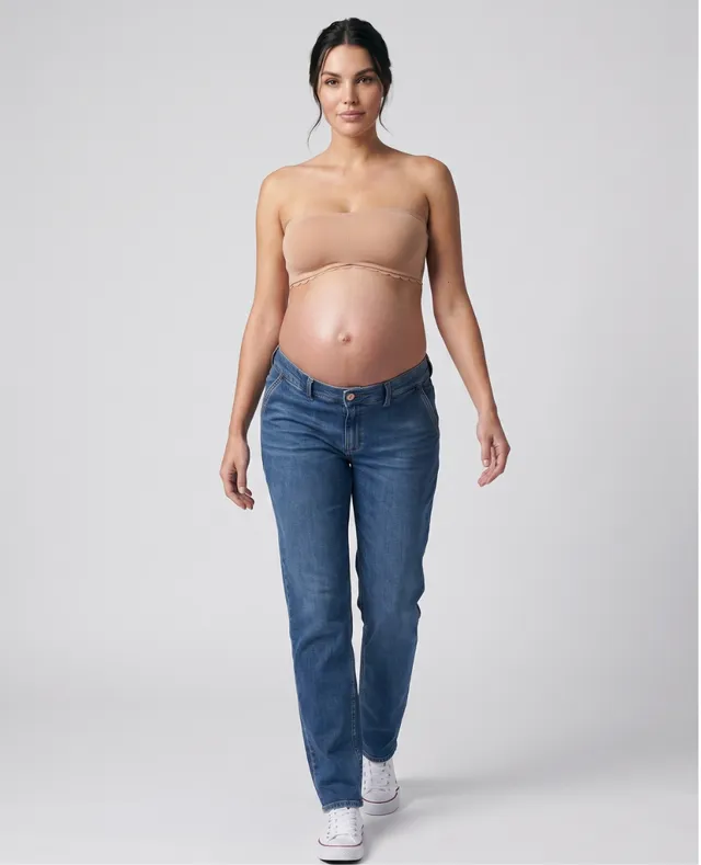cache-c-ur-carrie-jean-de-grossesse-mom-fit-mid-blue-used image 1