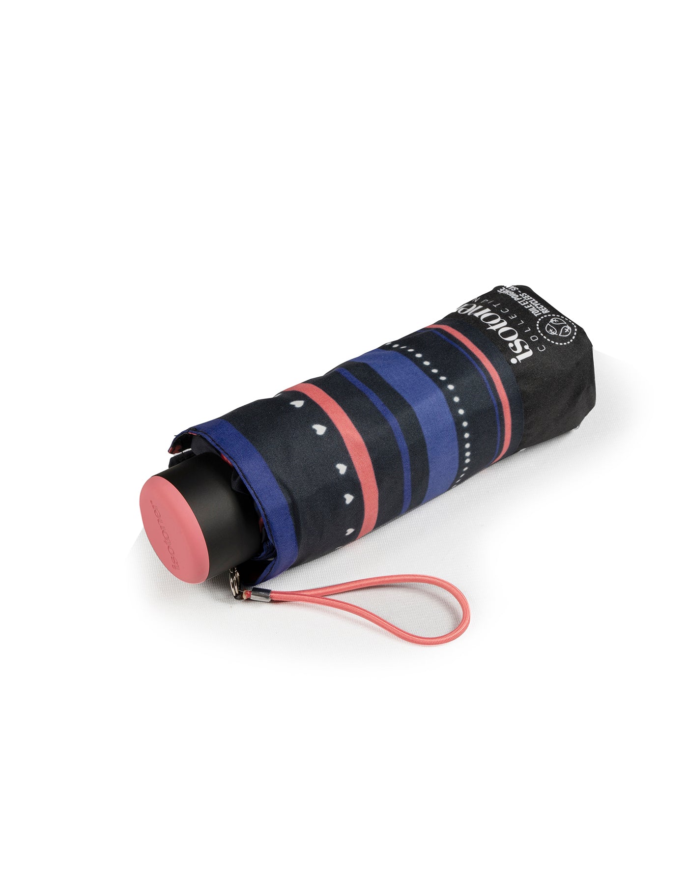 isotoner-parapluie-mini-slim-rayure-petit-c-ur-marine image 6