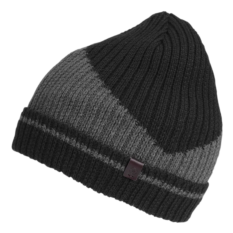 isotoner-bonnet-homme-maille-recycl-e-noir-doubl-polaire image 1