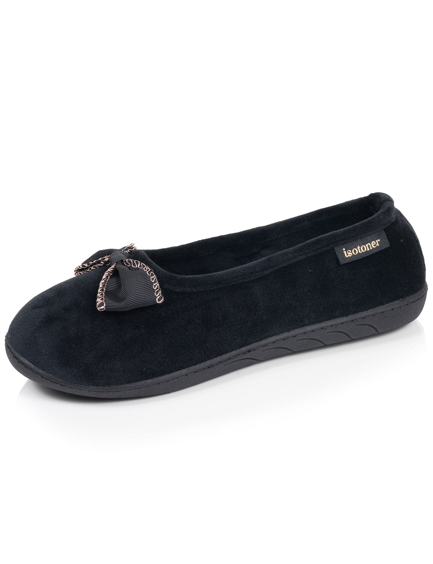 isotoner-chaussons-ballerines-femme-noir-microvelours-m-moire-de-forme image 6