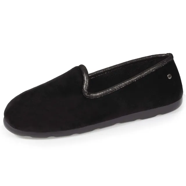 isotoner-chaussons-charentaises-femme-brillant-noir image 1