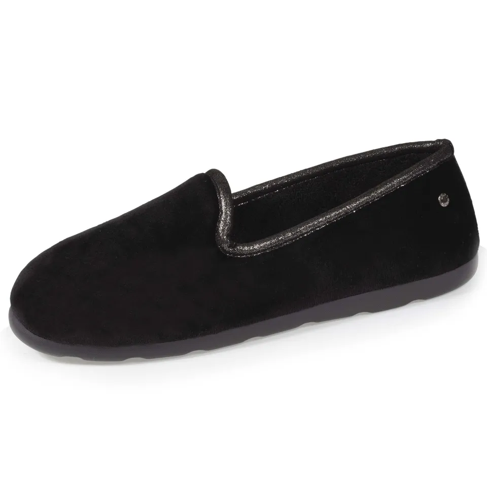 isotoner-chaussons-charentaises-femme-brillant-noir image 1