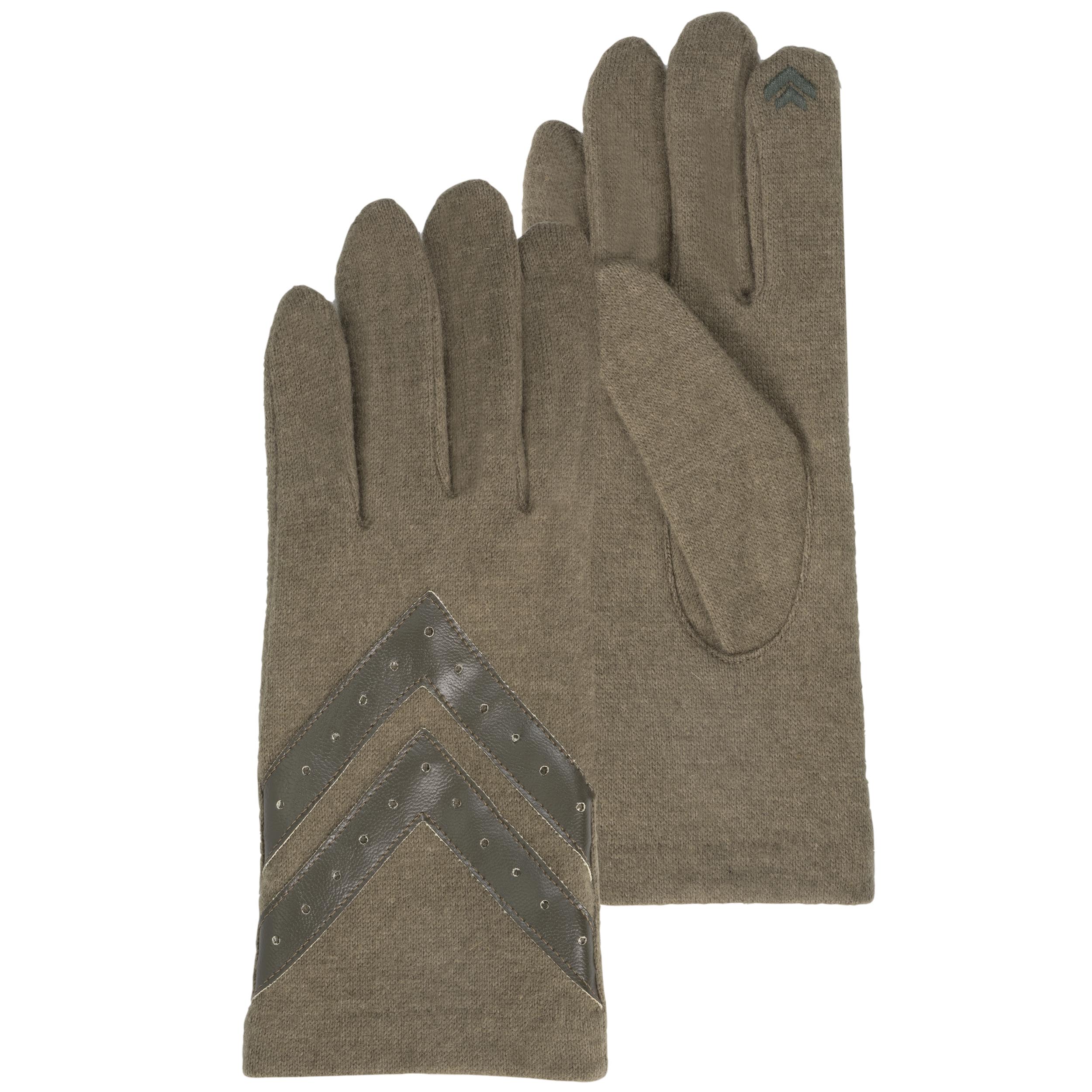 isotoner-gants-femme-tactiles-laine-kaki-taille-unique image 1