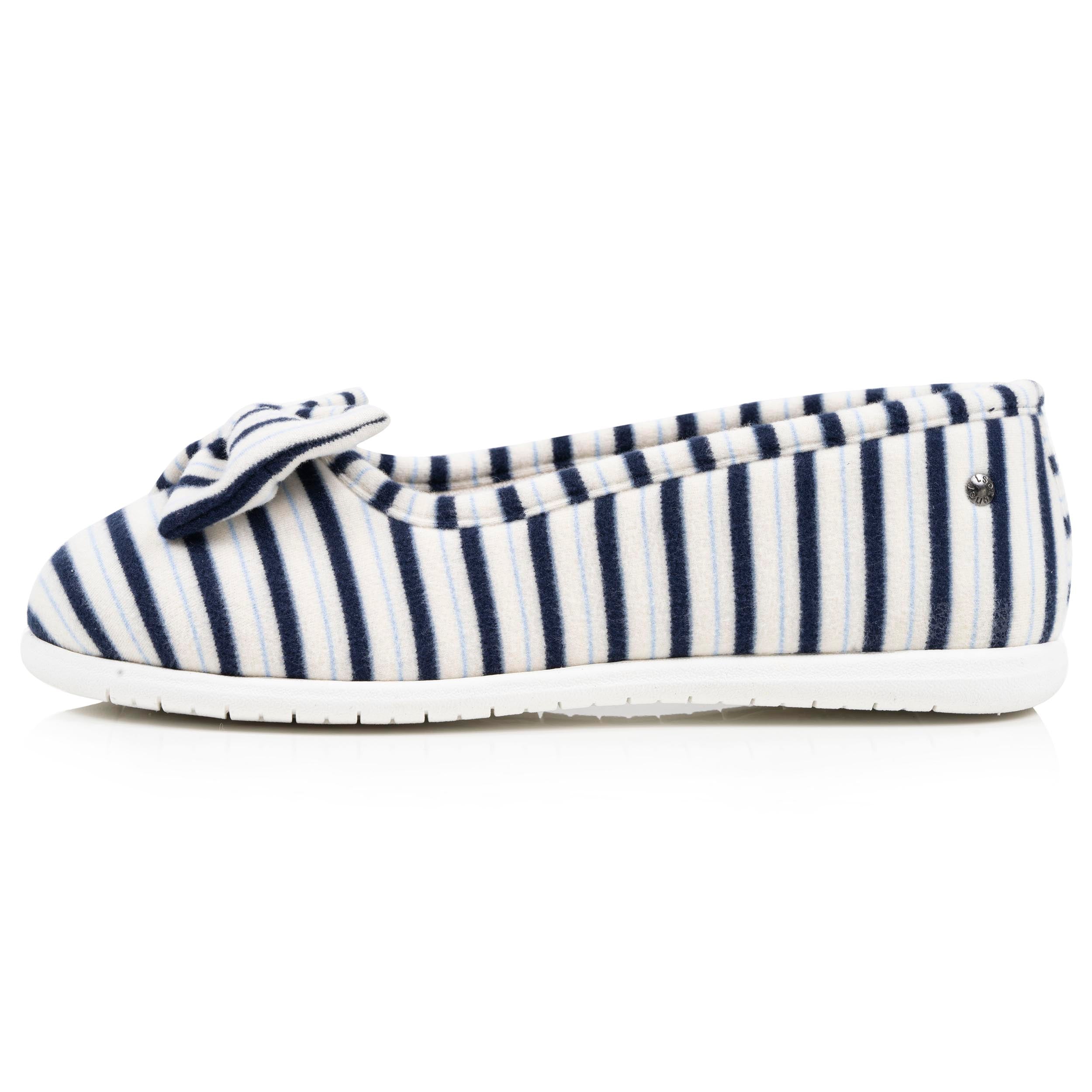 isotoner-chaussons-ballerines-femme-rayures-bleues-2 image 4