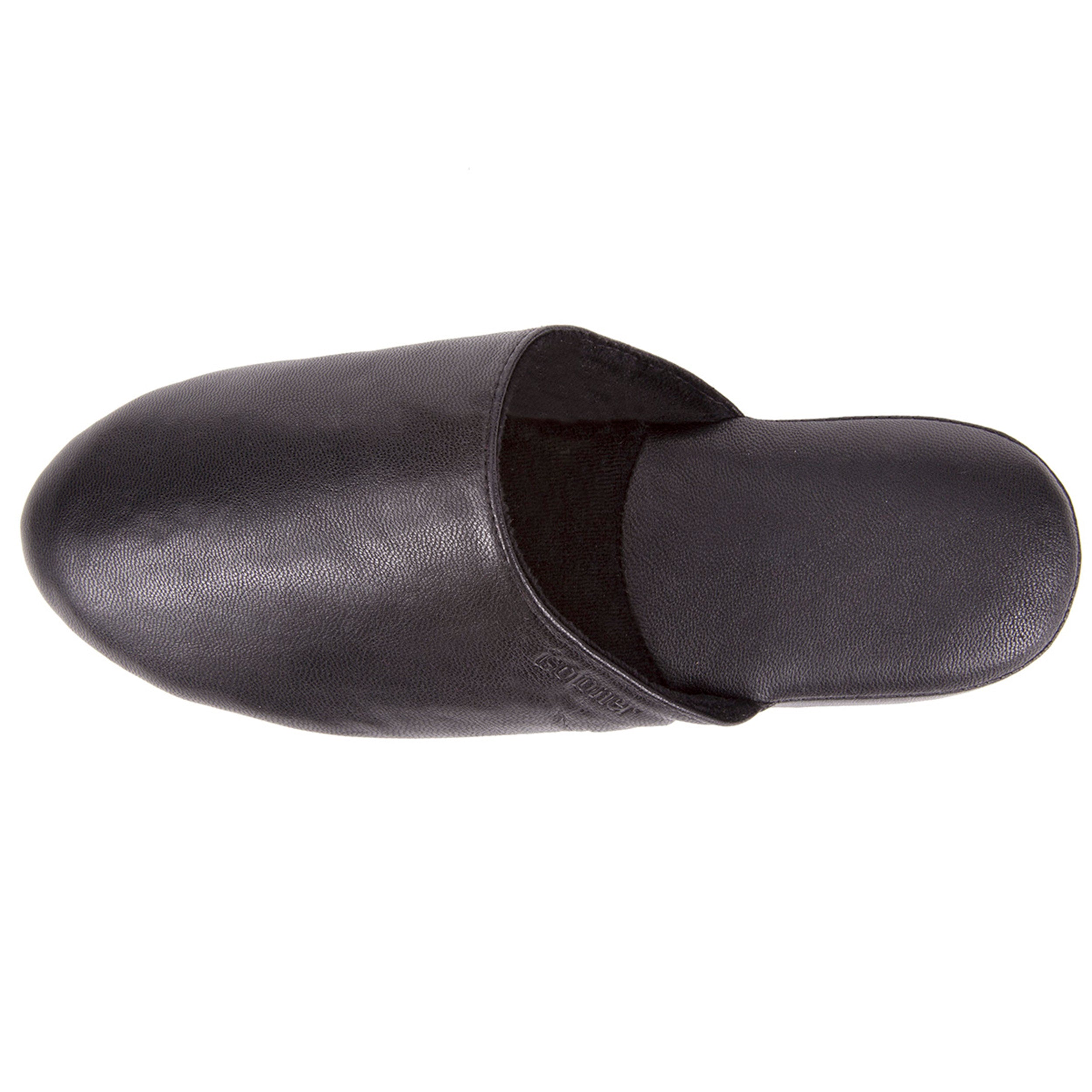 isotoner-chaussons-mules-cuir-homme-noir image 2