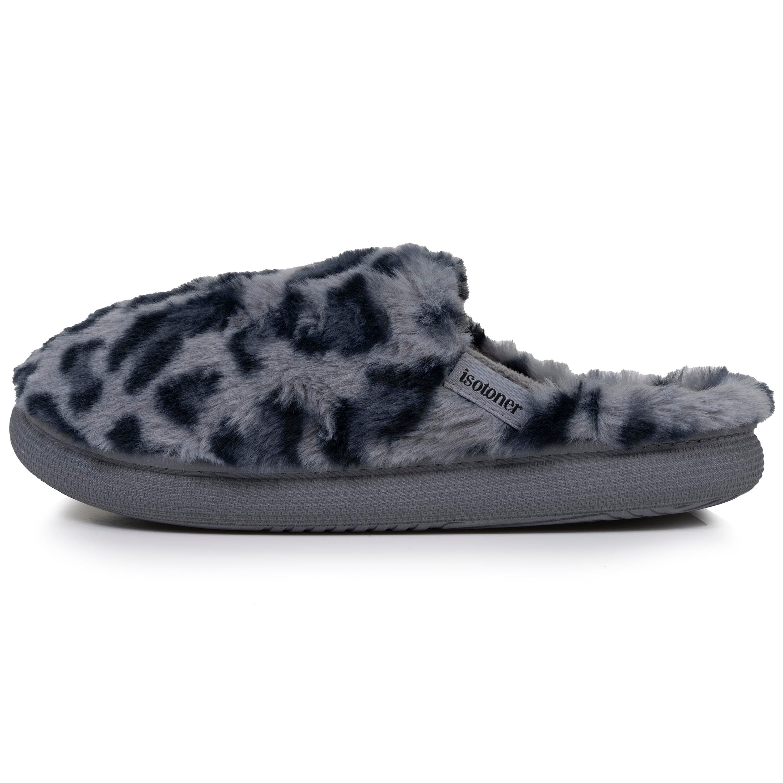 isotoner-chaussons-mules-femme-bloup-l-opard-gris image 3