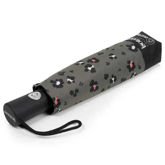 isotoner-parapluie-auto-l-opard-kaki-ouverture-fermeture-automatique image 1