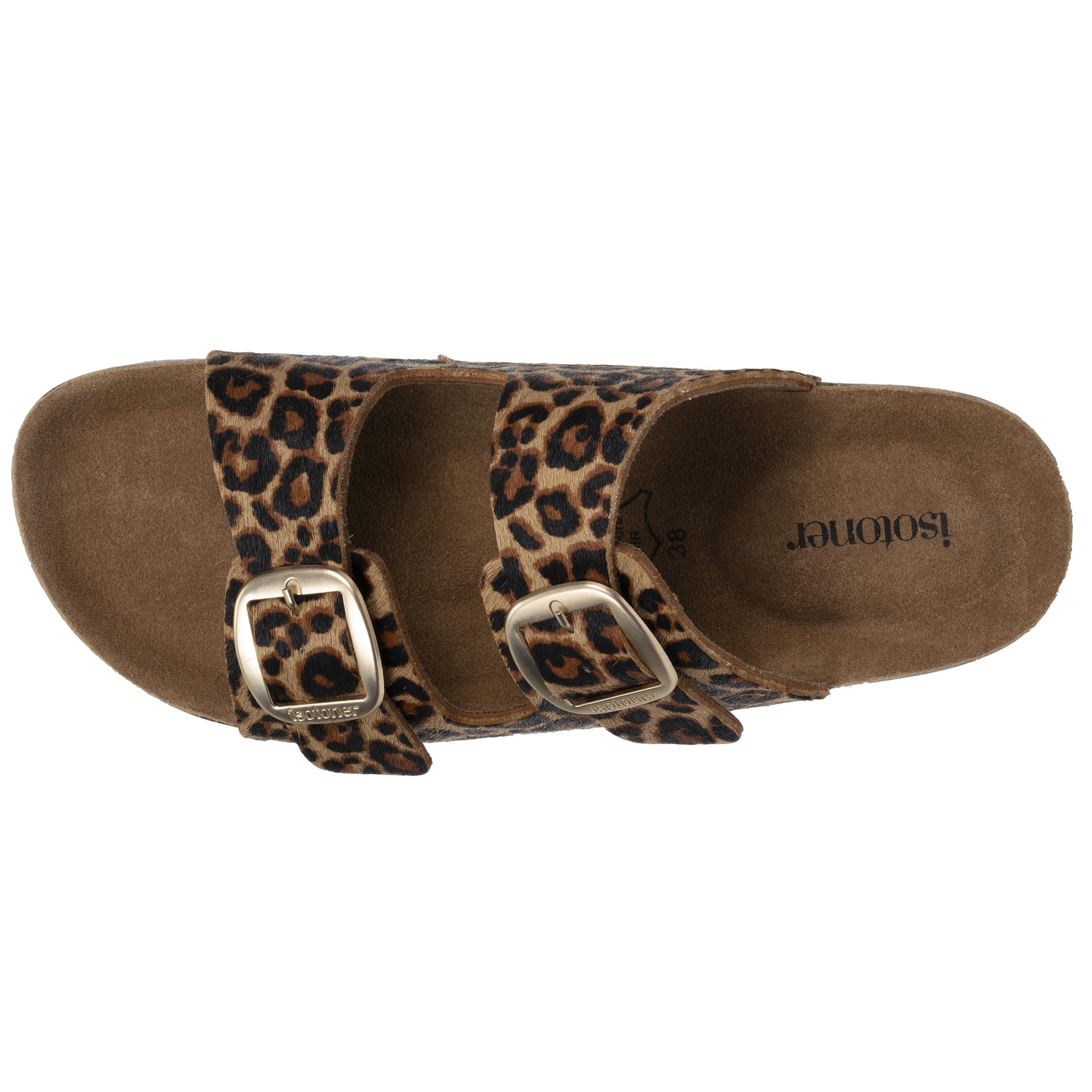 isotoner-mules-sandales-femme-double-bride-cuir-l-opard image 3