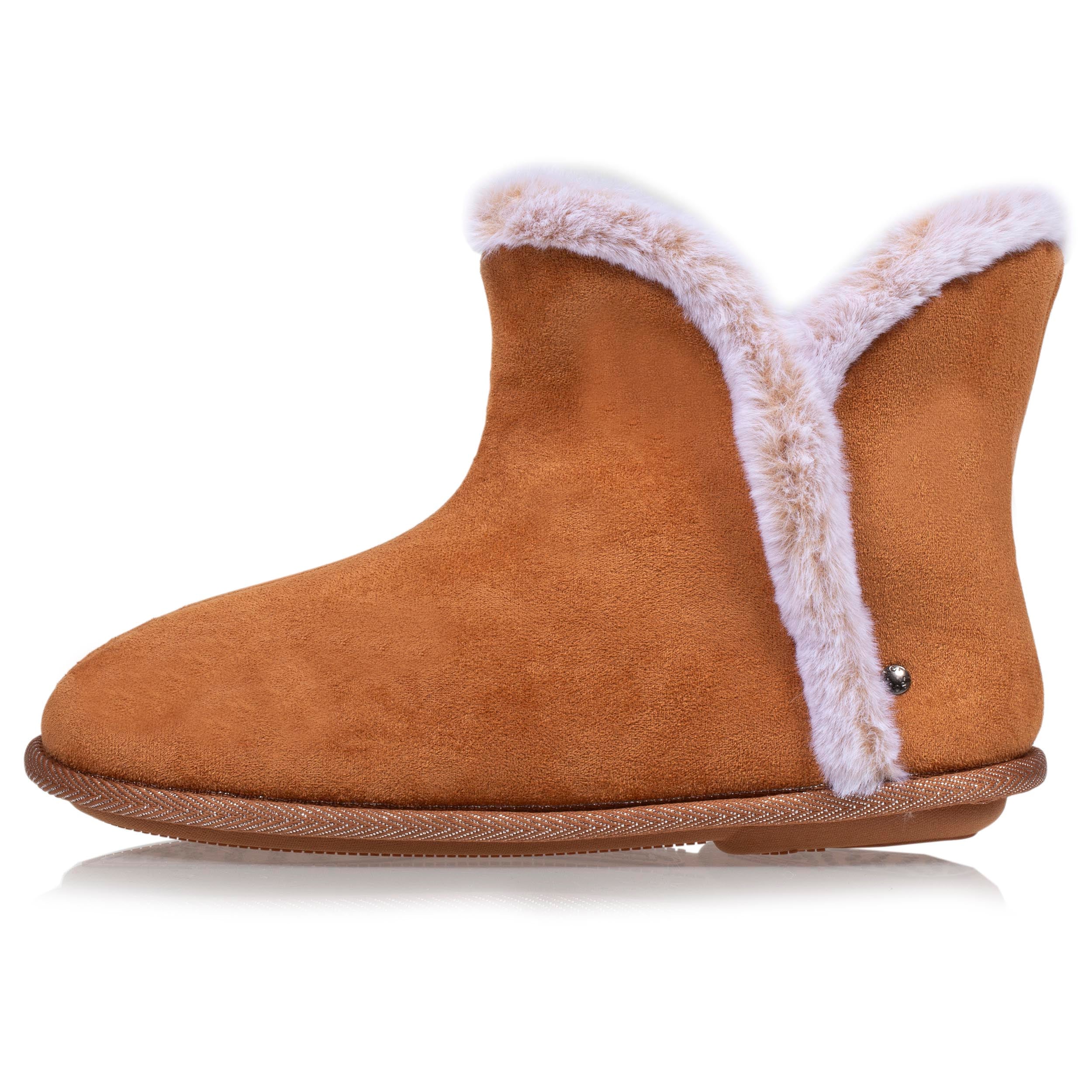 isotoner-chaussons-bottillons-femme-su-dine-camel-fourrure image 3