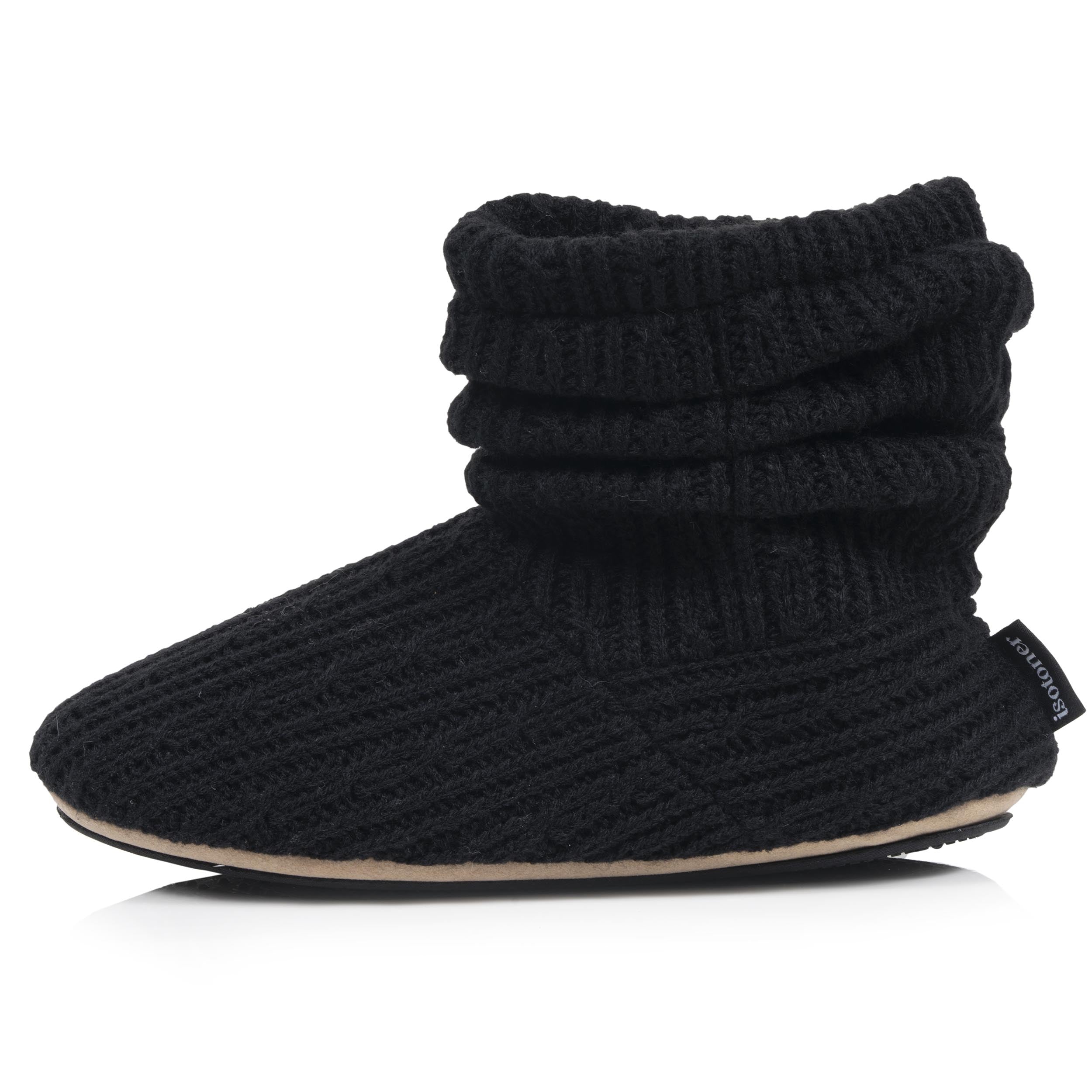 isotoner-chaussons-bottillons-tricot-femme-noir image 4
