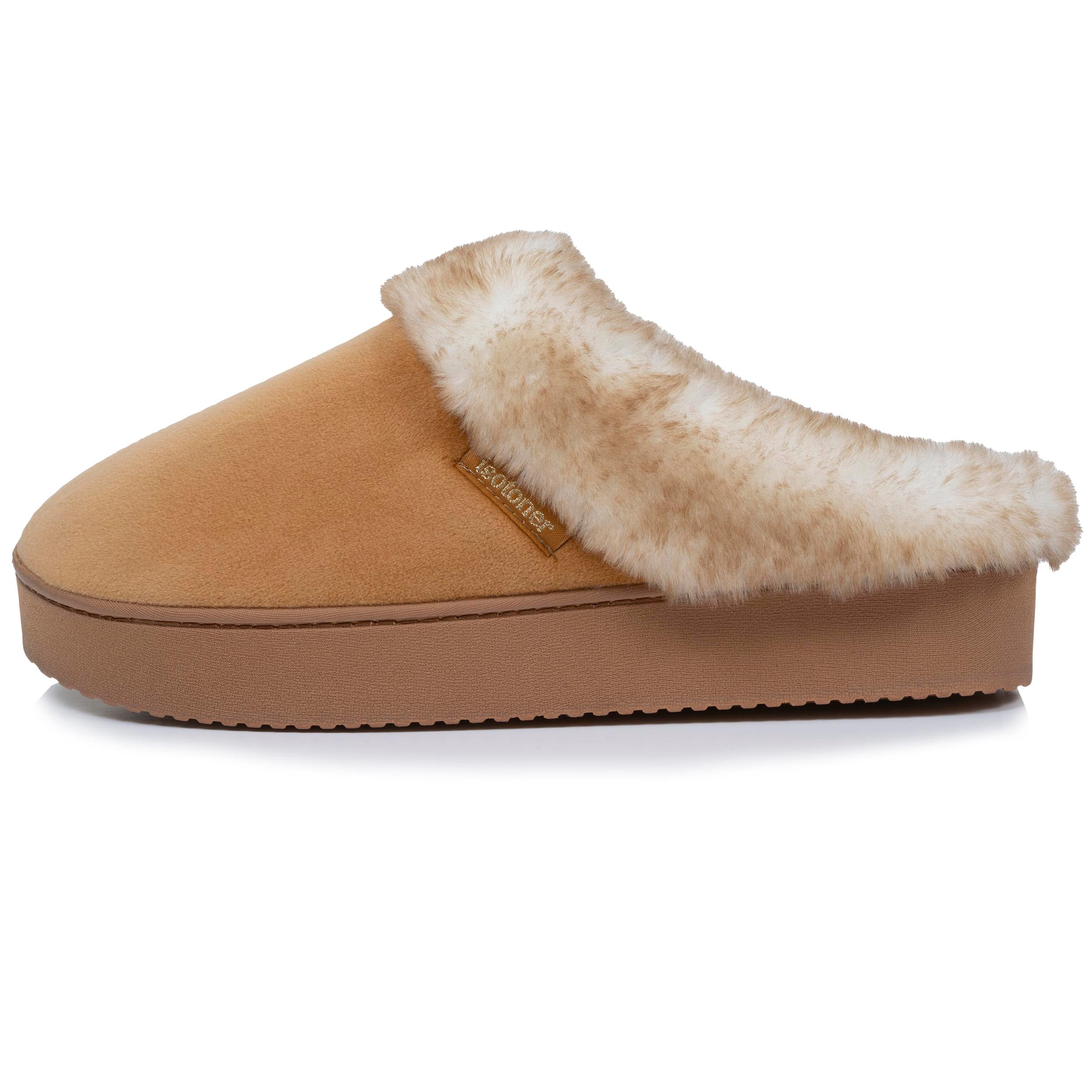 isotoner-chaussons-mules-femme-talon-plateforme-camel image 4