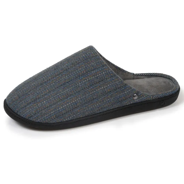 isotoner-mules-chaussons-homme-chevrons-bleus-ergonomiques image 1