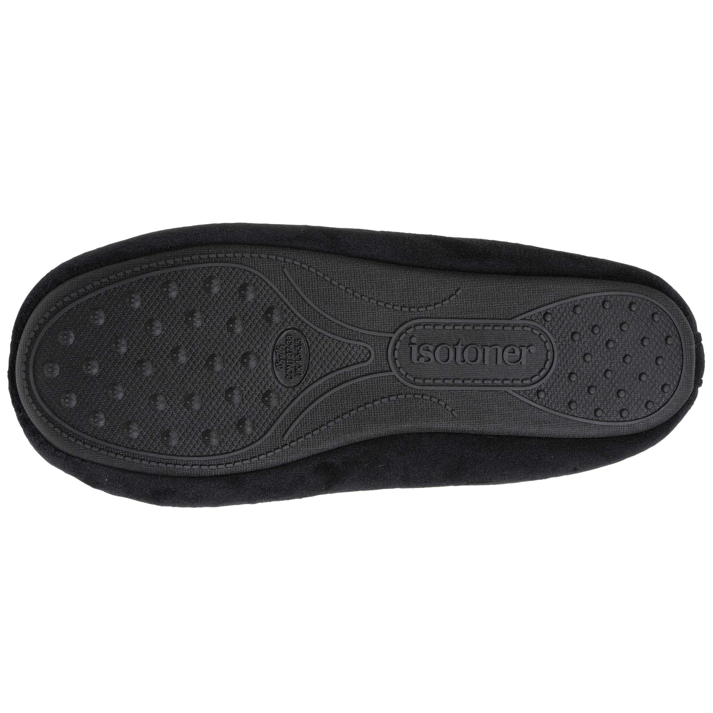 isotoner-chaussons-ballerines-femme-noir-int-rieur-carreaux-rouges image 5