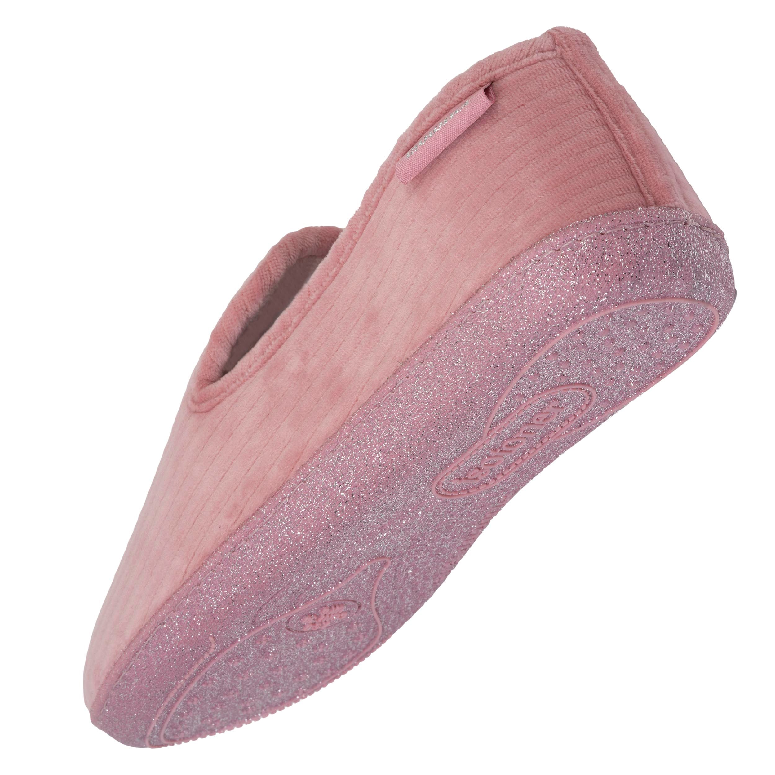 isotoner-charentaises-femme-rose-paillet-velours image 5