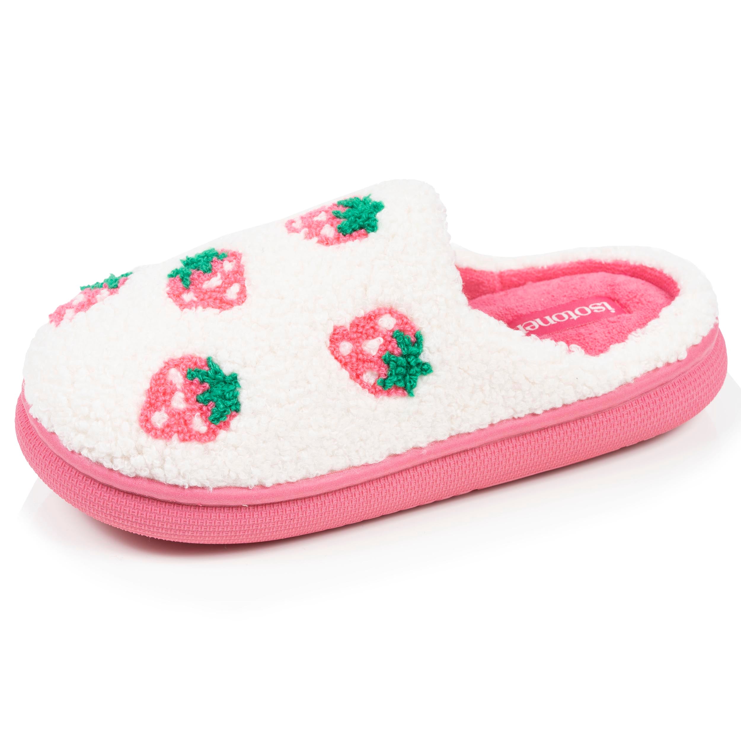 isotoner-chaussons-mules-junior-bloup-fille-ivoire-fraises image 1