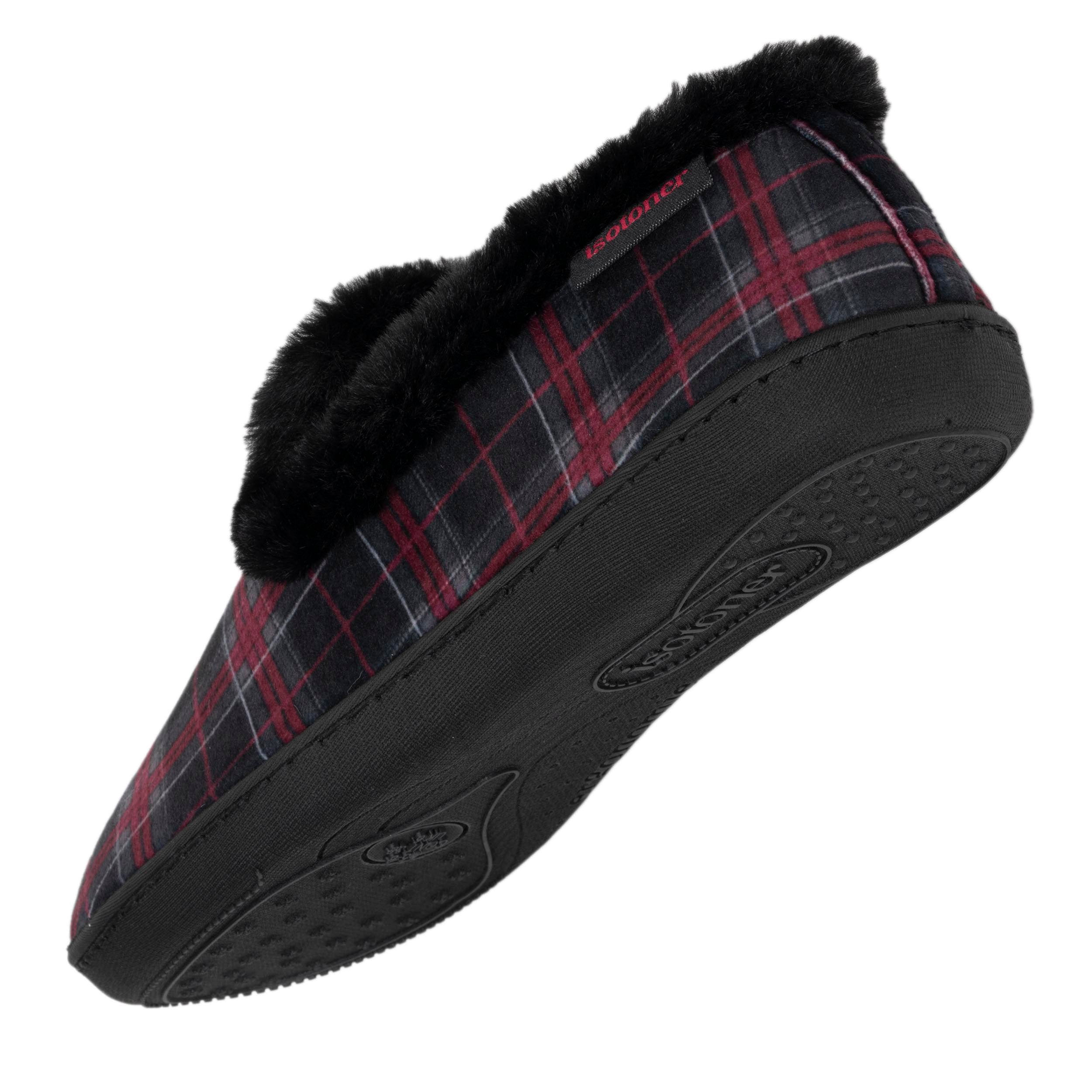 isotoner-chaussons-charentaises-femme-tartan-bordeaux image 5