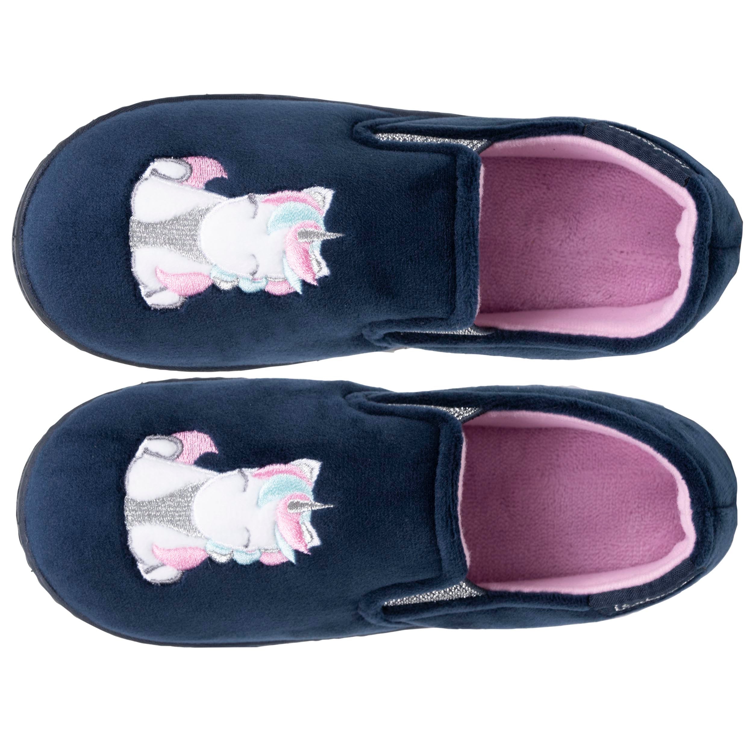 isotoner-chaussons-mocassins-enfant-marine-rose-licorne-25-34 image 2
