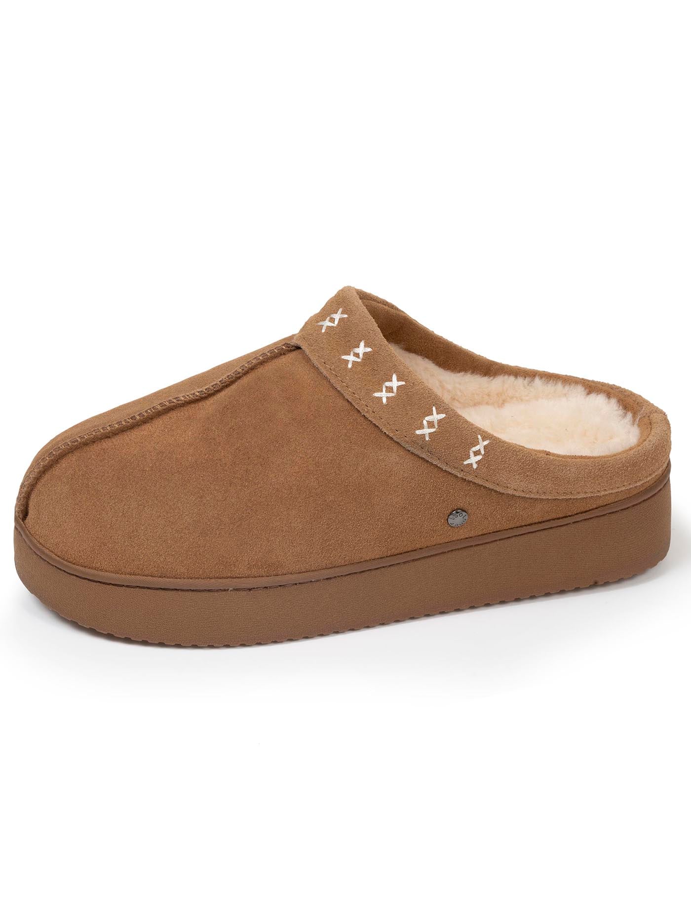 isotoner-chaussons-mules-femme-camel-en-cuir image 6