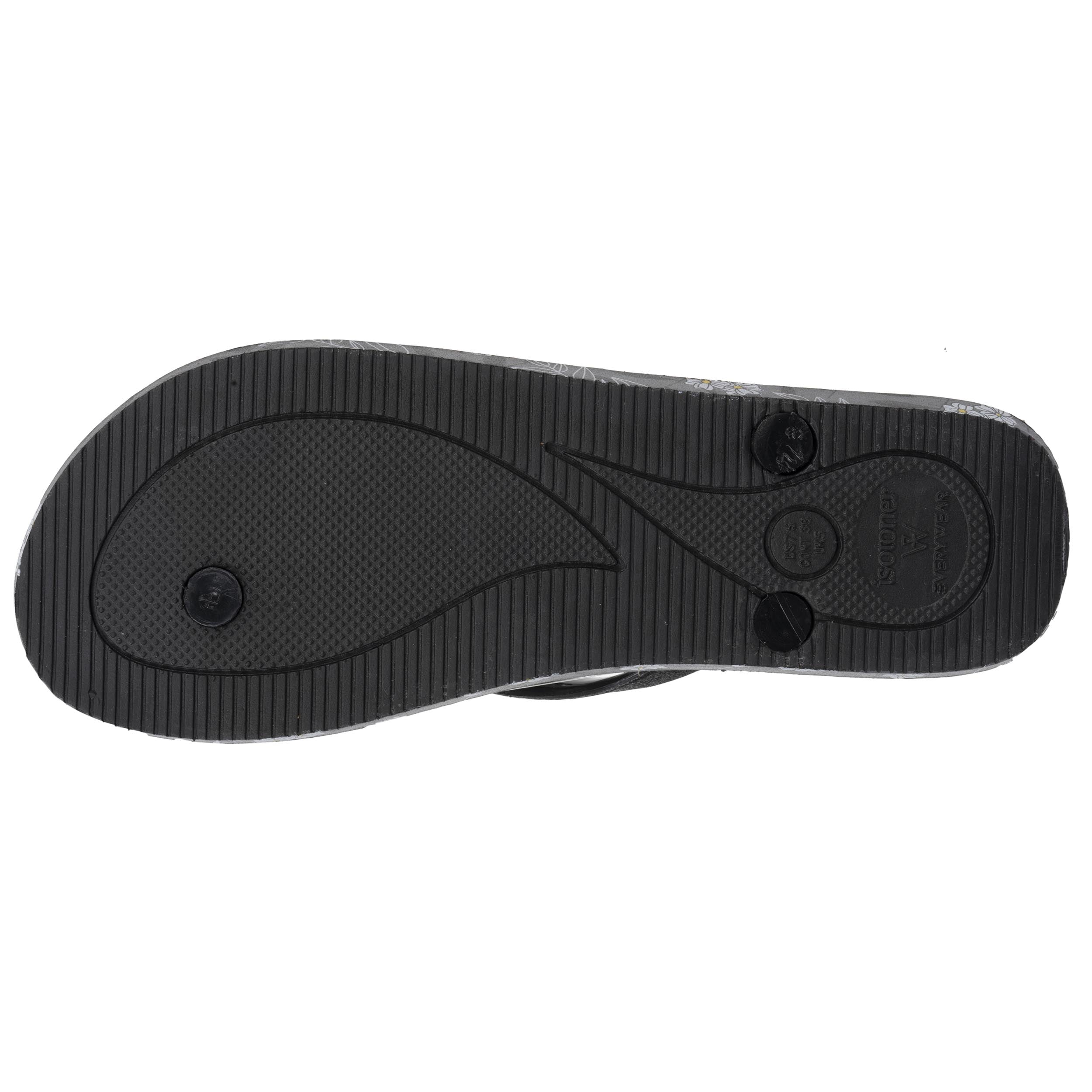 isotoner-tongs-femme-imprim-fleurs-noir-everywear image 4