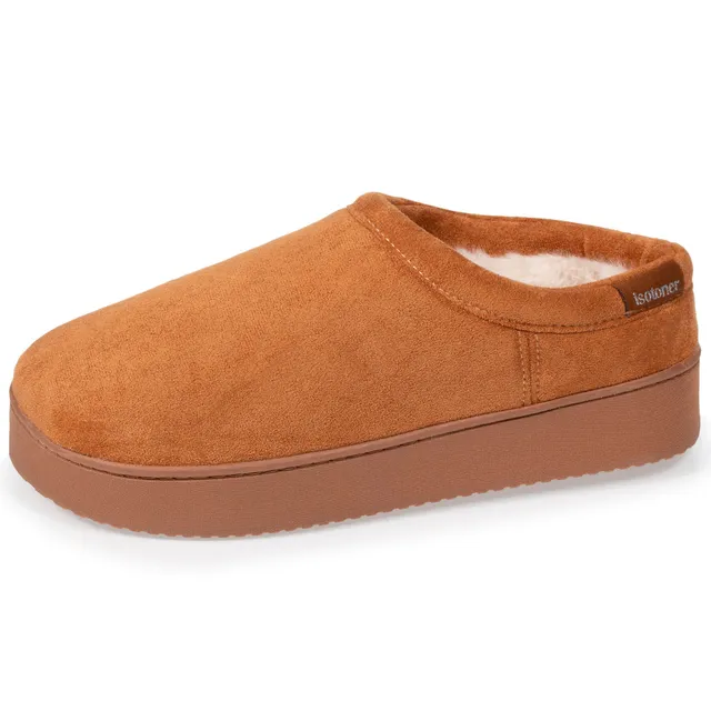 isotoner-chaussons-mules-plateforme-femme-camel image 1