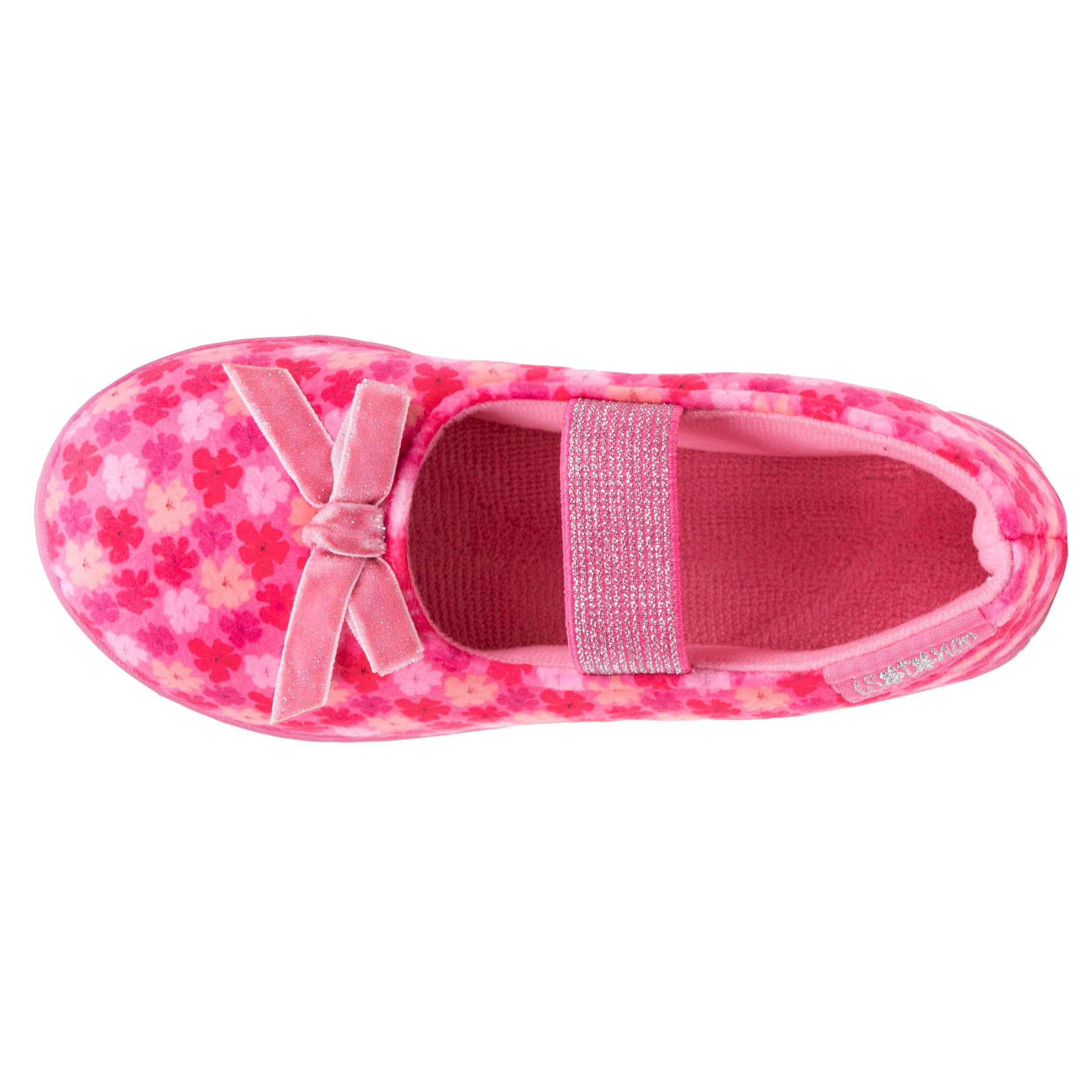 isotoner-chaussons-ballerines-enfant-fleurs-rose image 2
