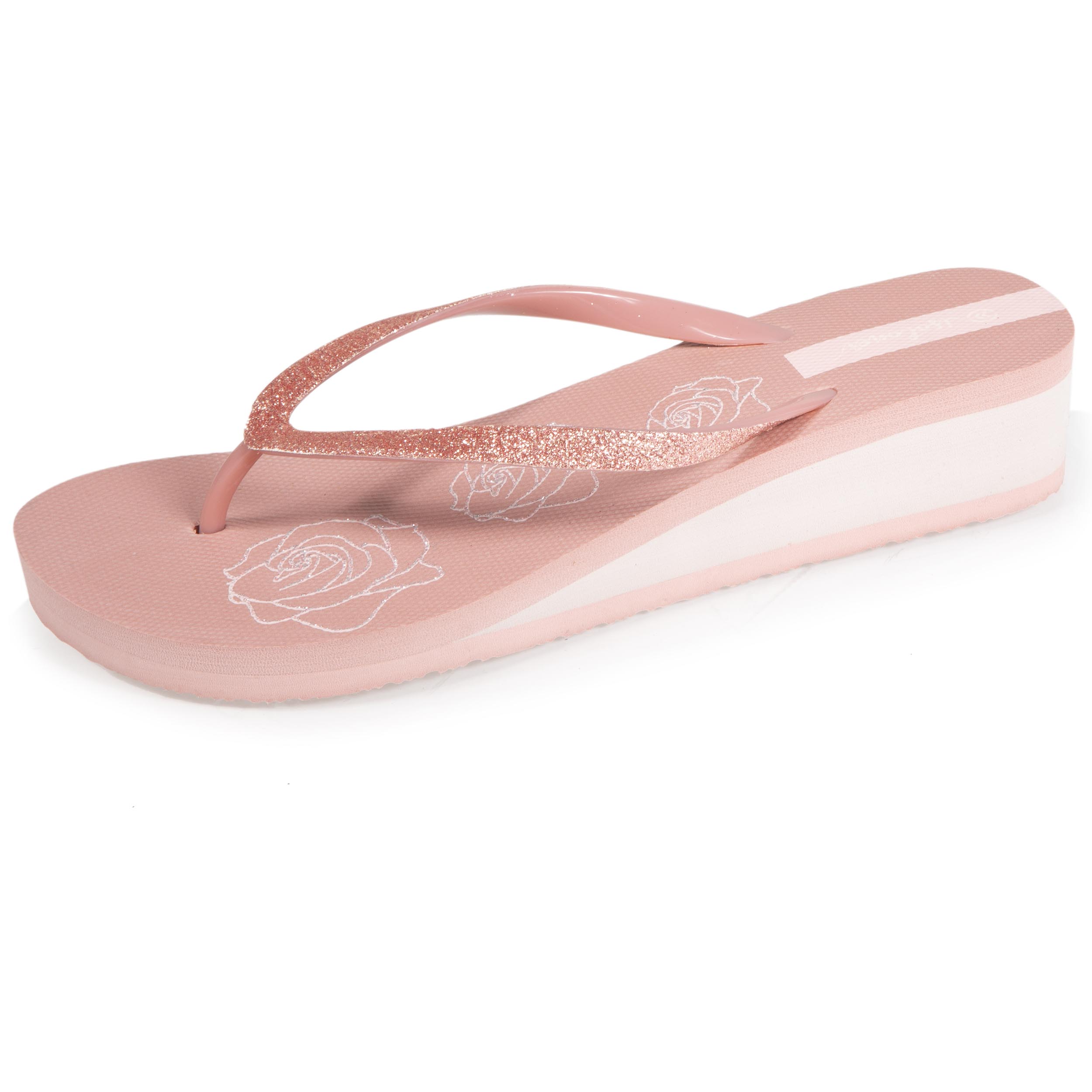 isotoner-tongs-femme-imprim-floral-talon-4cm-rose image 1