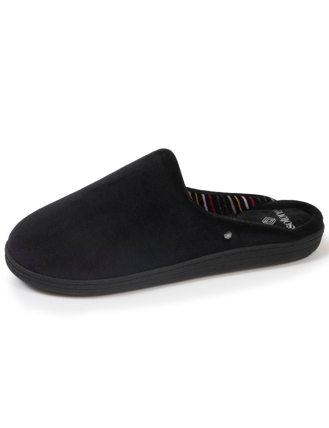 isotoner-everywear-chaussons-mules-femme-noir-rayures-m-moire image 6