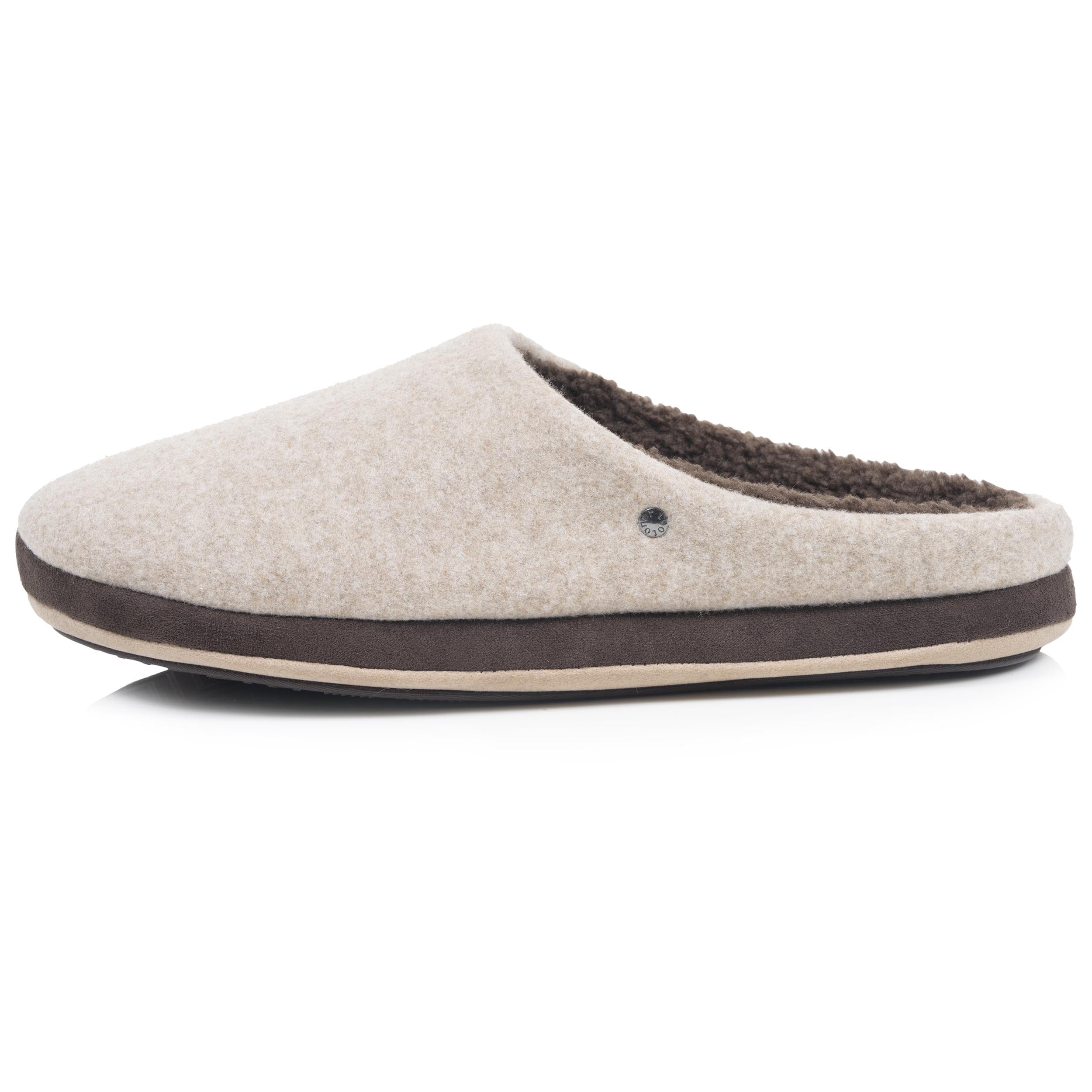 isotoner-chaussons-mules-homme-feutrine-beige image 4