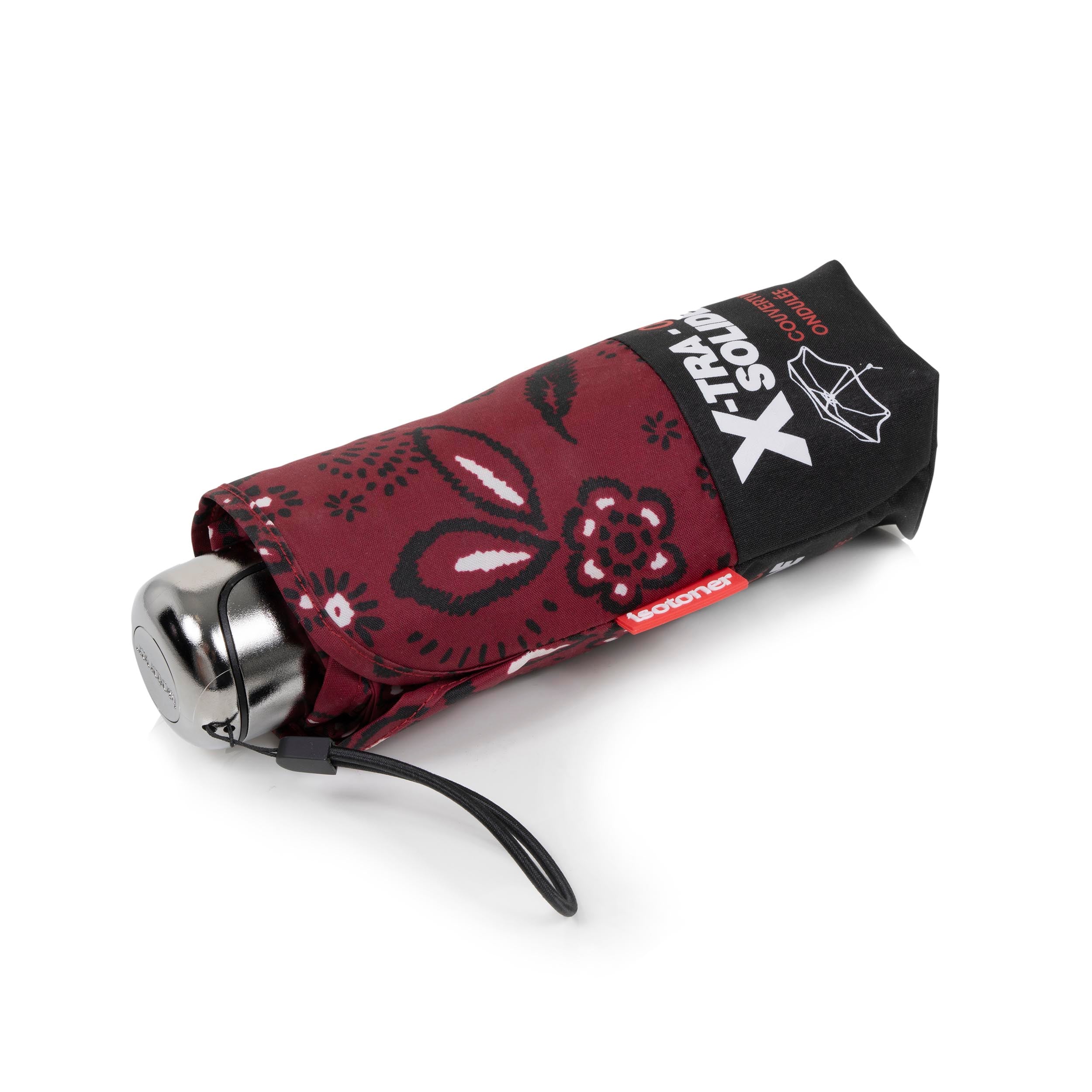 isotoner-parapluie-mini-x-tra-solide-bandana-bordeaux-17-5-cm image 1