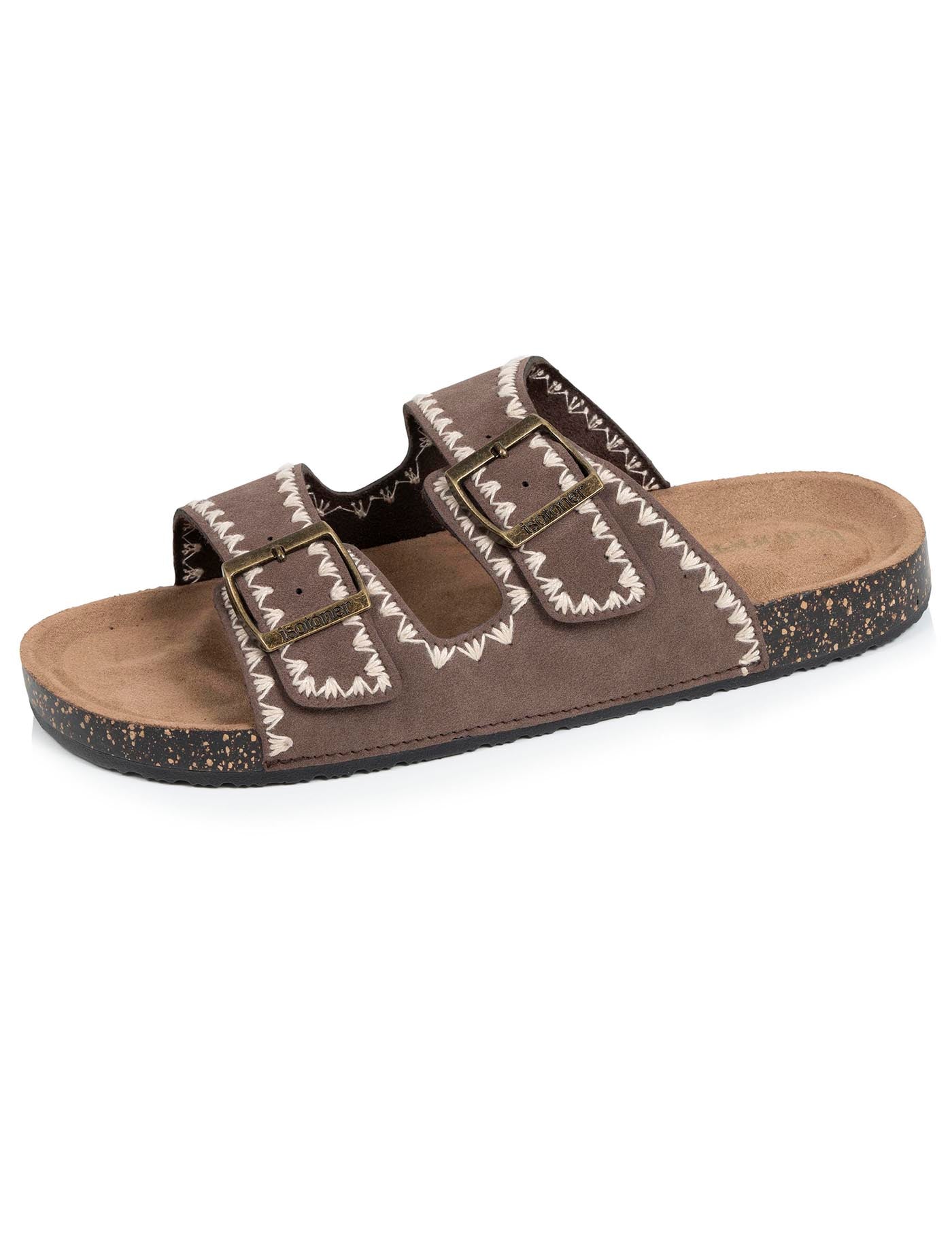 isotoner-mules-sandales-femme-double-bride-chocolat-brod image 6