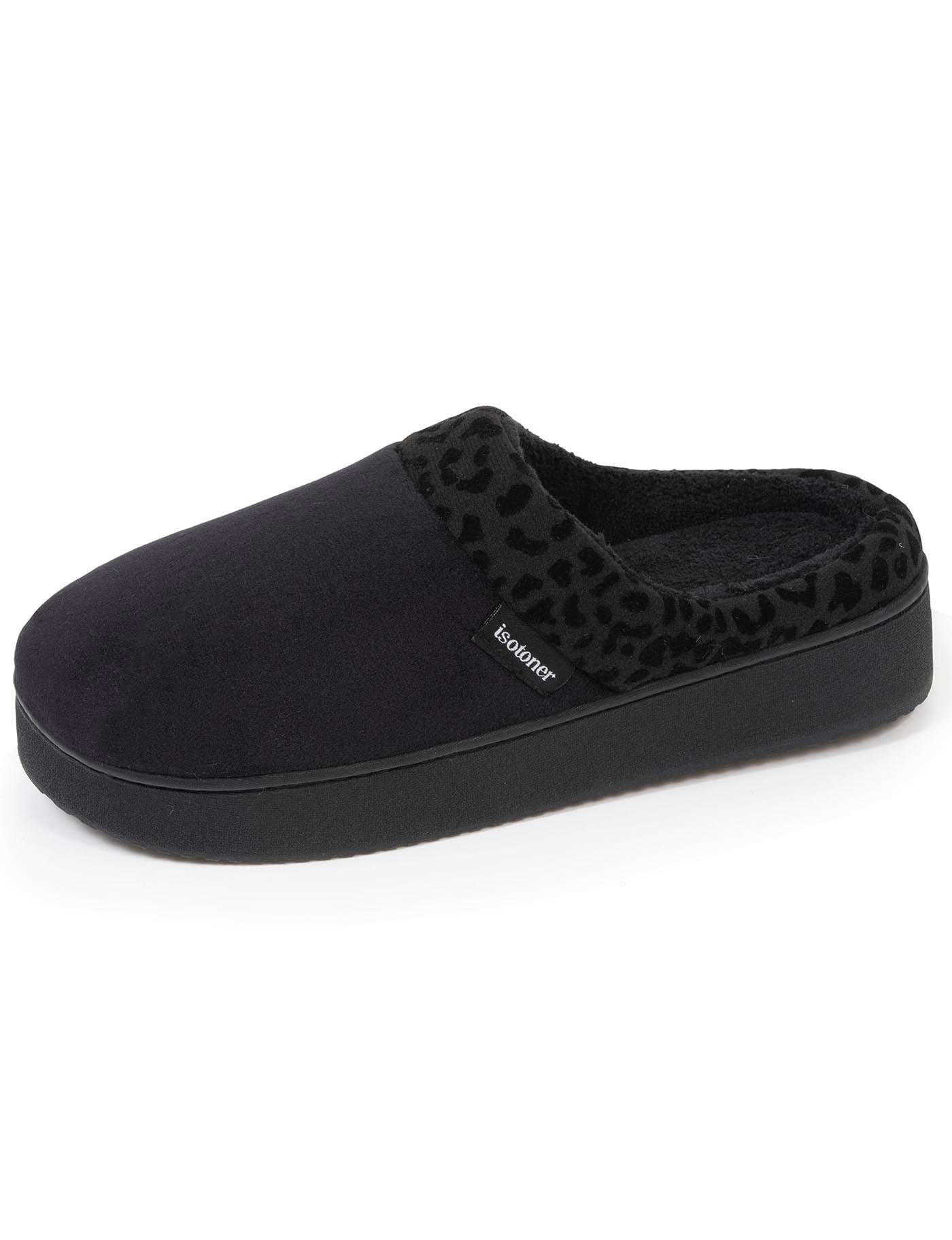 isotoner-chaussons-mules-plateforme-l-opard-noir-femme image 6