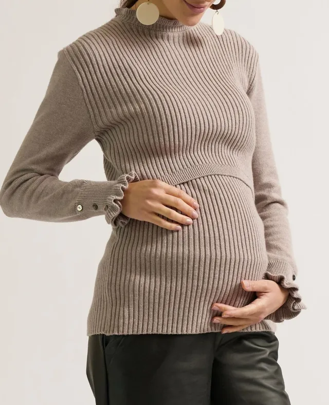 cache-c-ur-pull-de-grossesse-et-allaitement-doroth-e-taupe image 1