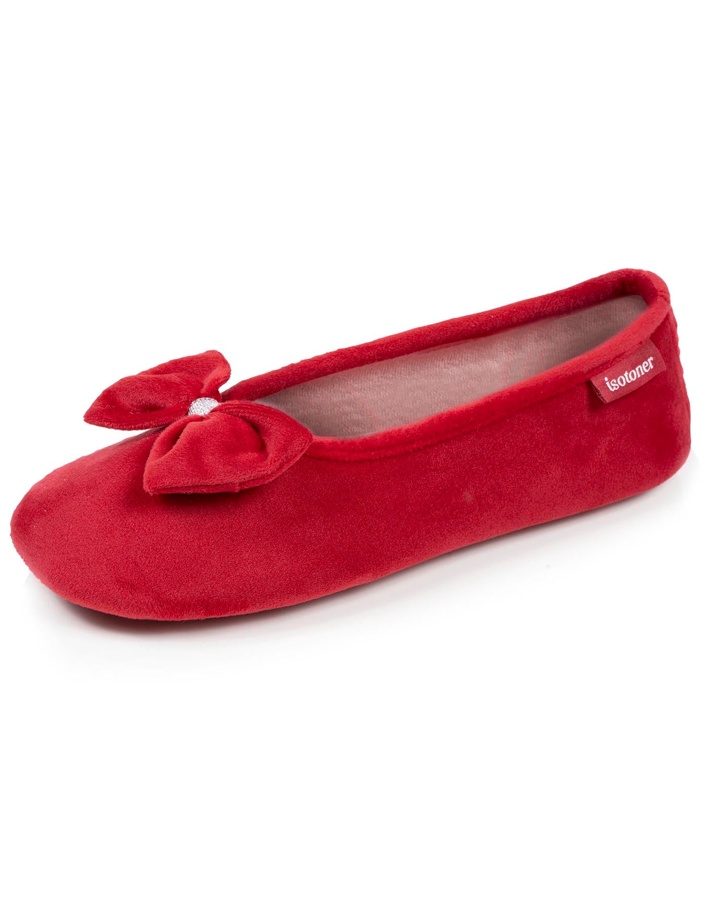 isotoner-chaussons-ballerines-femme-rouge-m-moire-de-forme image 6