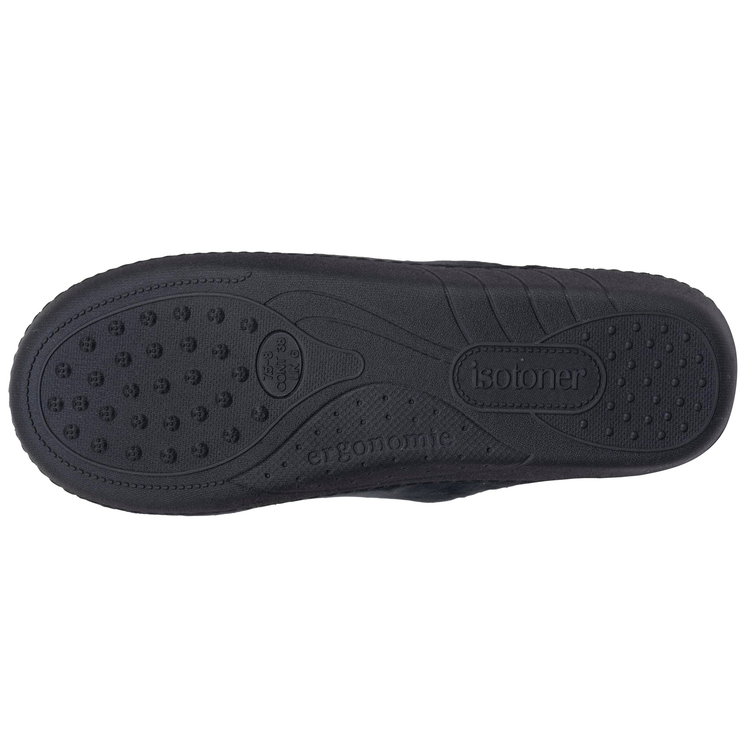 isotoner-chaussons-mules-femme-noir-rayures-canard image 5