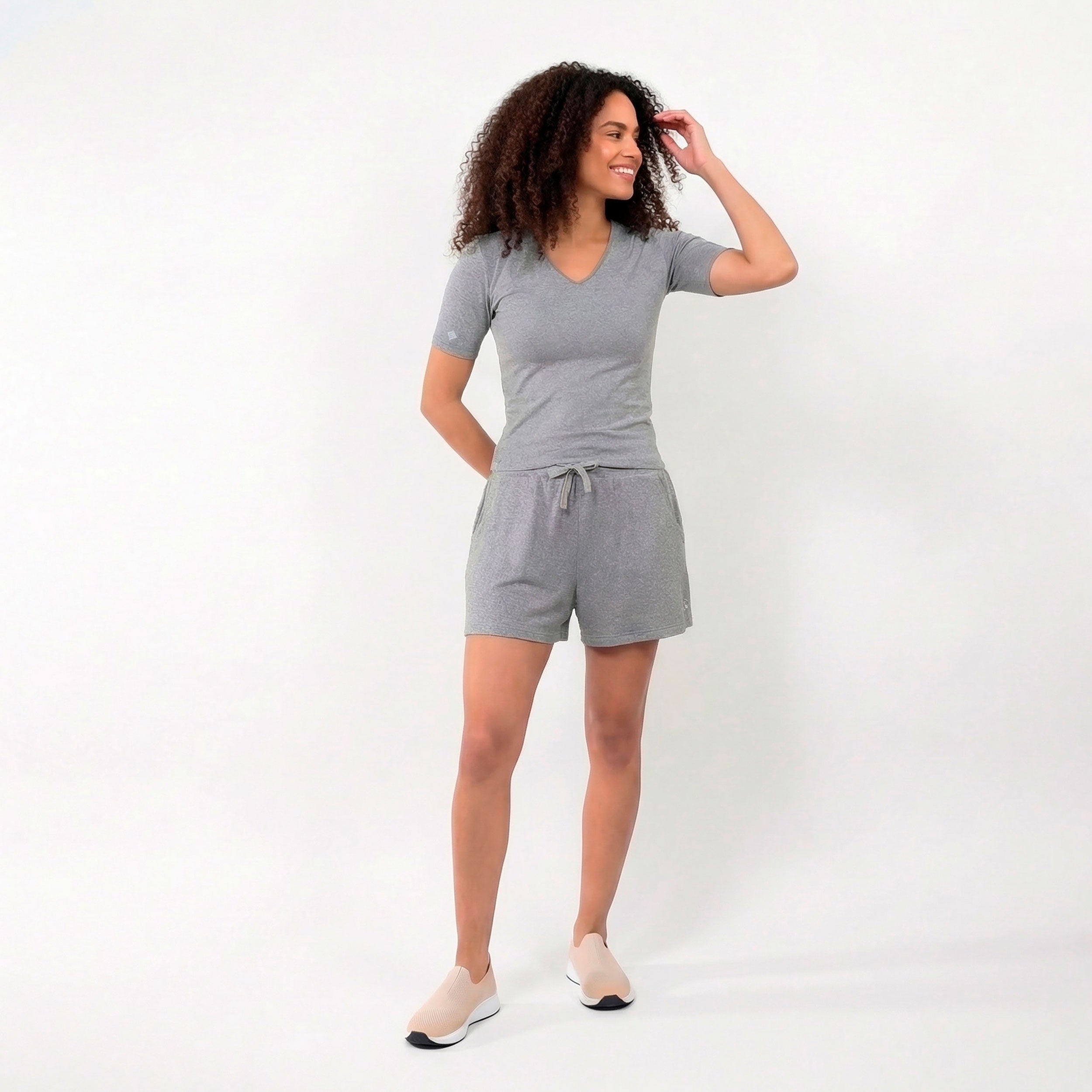 isotoner-t-shirt-manches-courtes-femme-gris-chin image 3