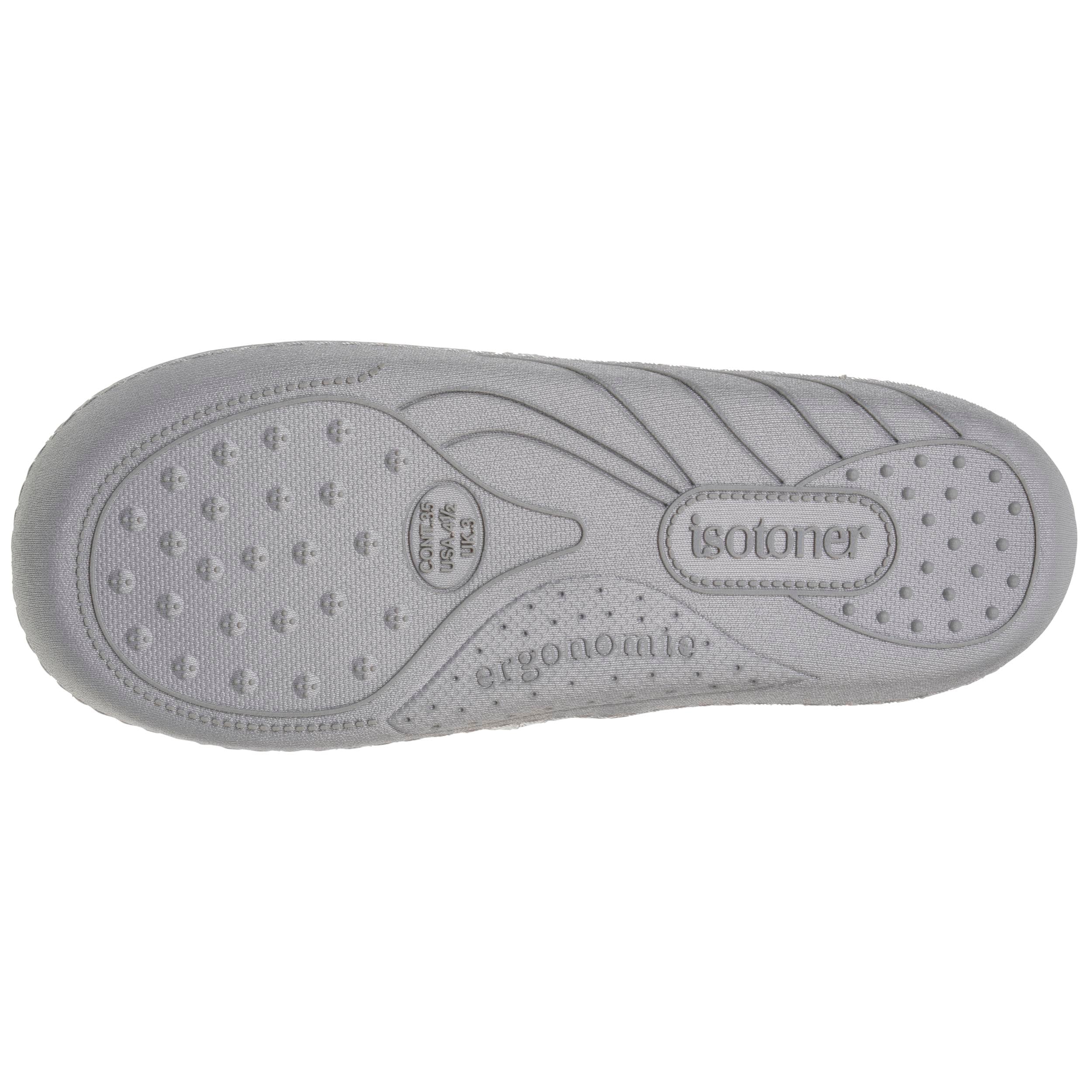 isotoner-chaussons-sans-g-nes-junior-gris-chin-fleurs image 4