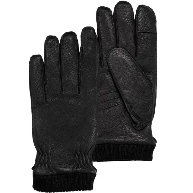 isotoner-gants-homme-smartouch-cuir-lastique-noir-doubl-s-chaud image 1