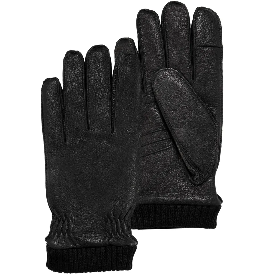 isotoner-gants-homme-smartouch-cuir-lastique-noir-doubl-s-chaud image 1