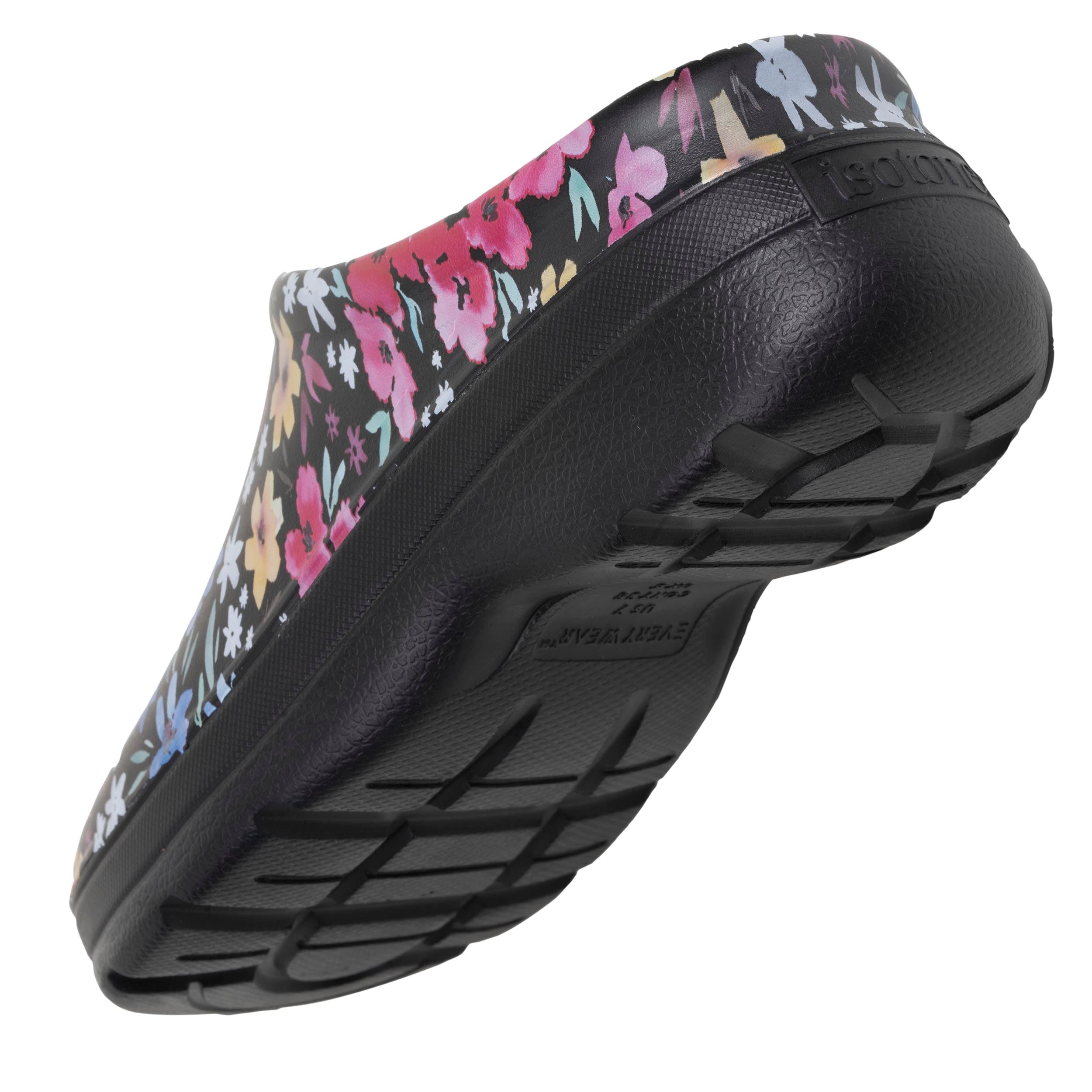 isotoner-sabots-de-jardin-femme-imprim-noir-fleuri-everywear image 5
