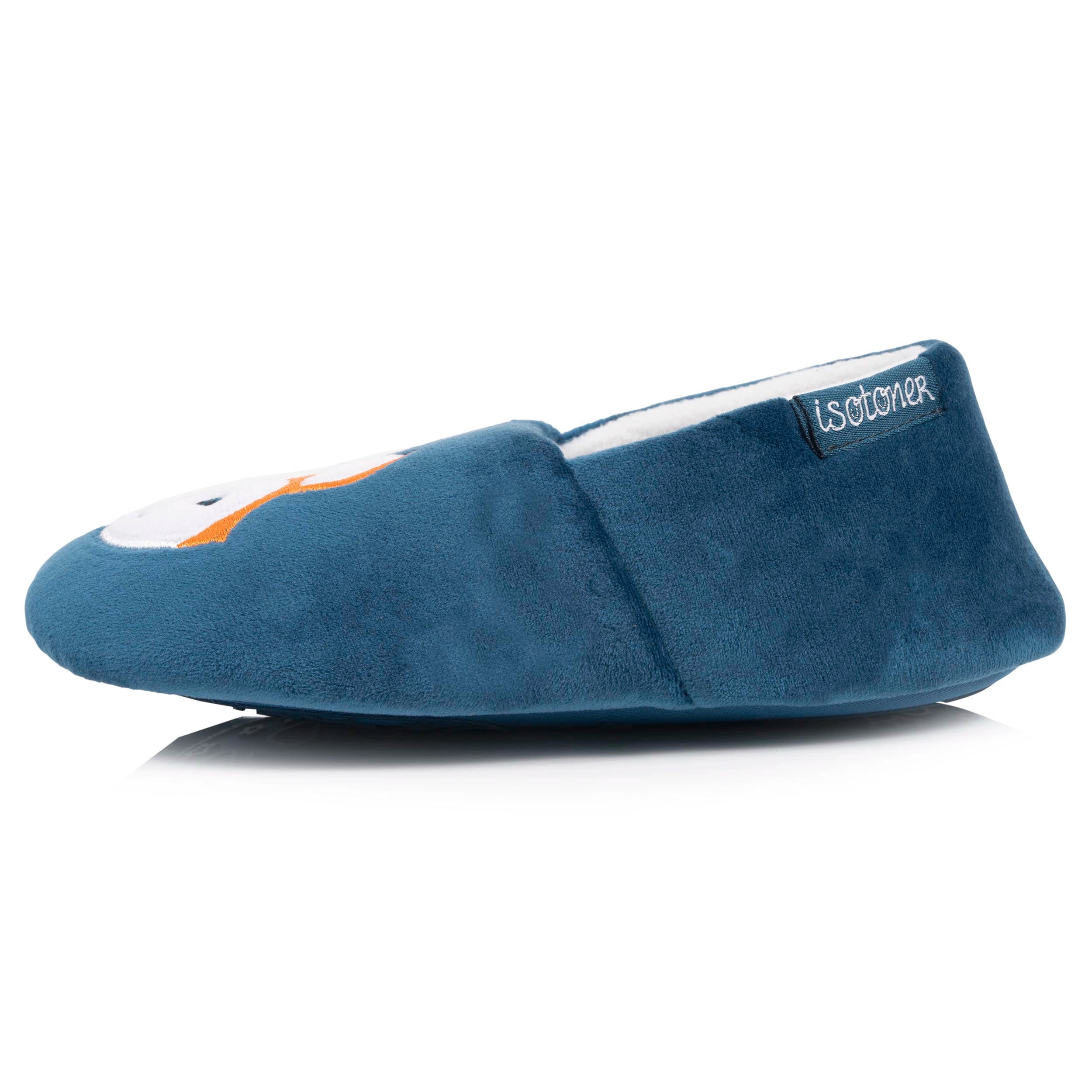 isotoner-chaussons-slippers-enfant-velours-renard-bleu image 3