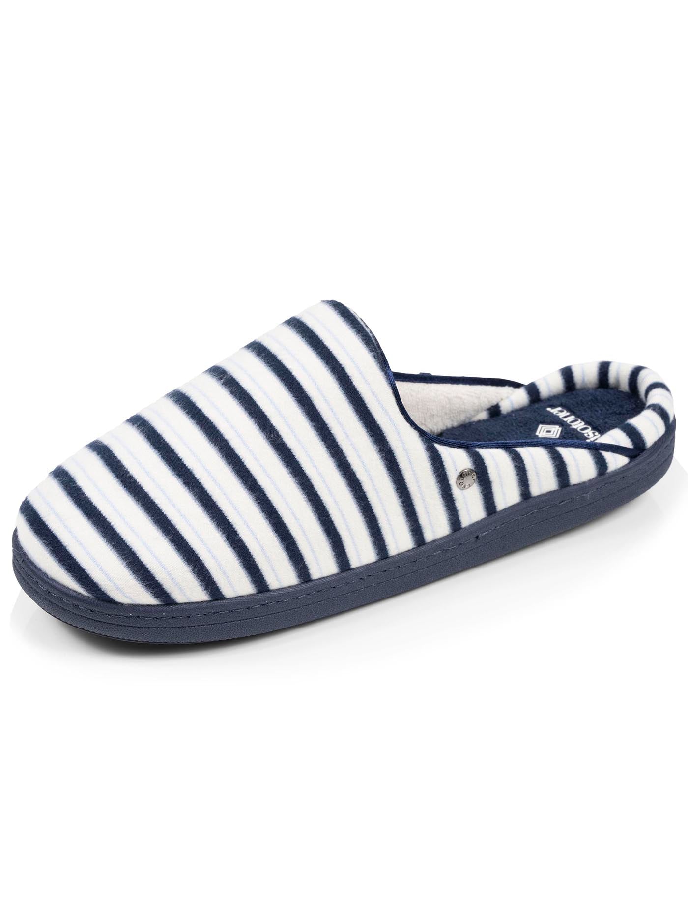 isotoner-chaussons-mules-femme-rayures-bleues-everywear image 6