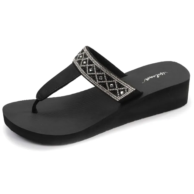 isotoner-tongs-femme-tige-large-strass-talon-4-cm-noir image 1