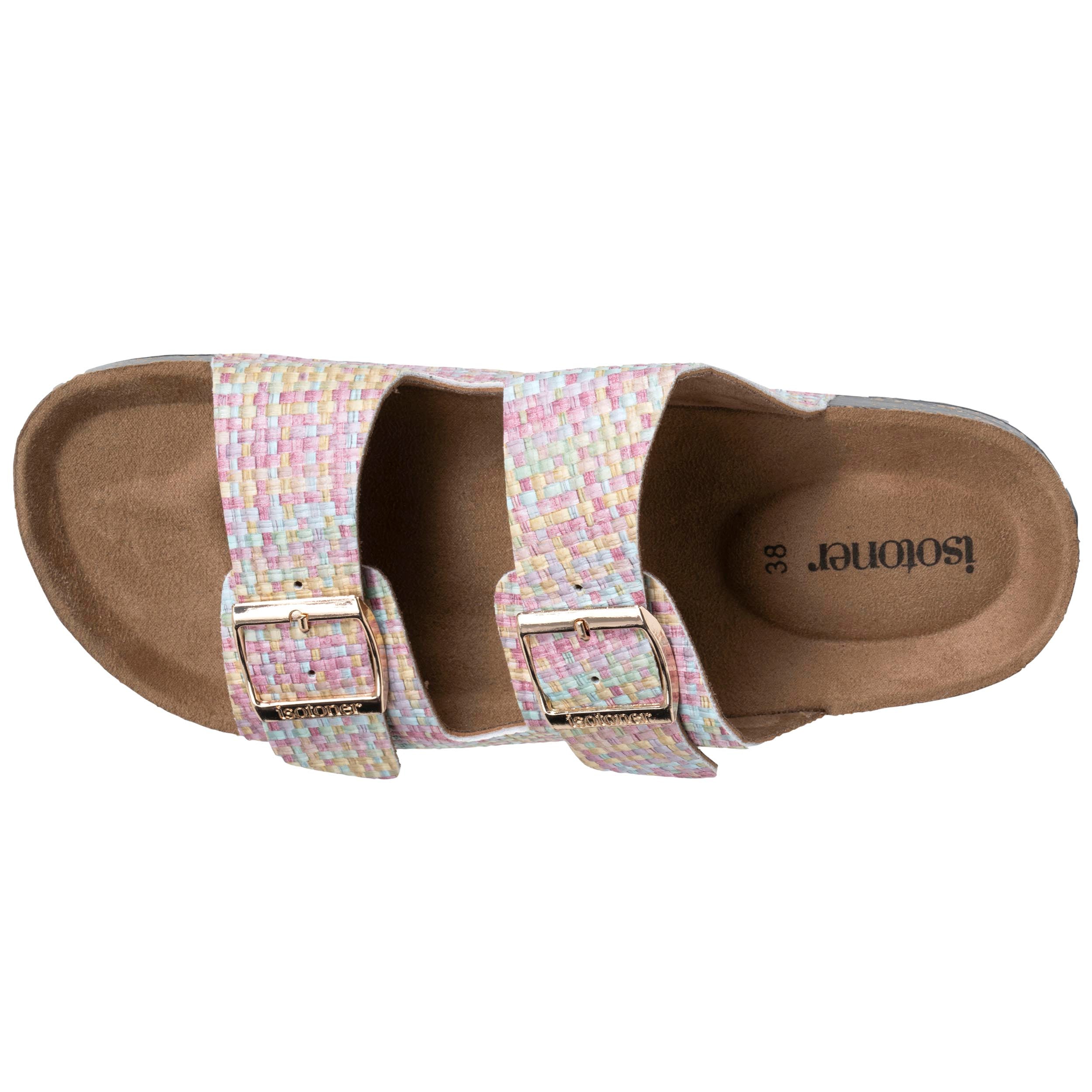 isotoner-mules-sandales-femme-double-bride-multicore image 3