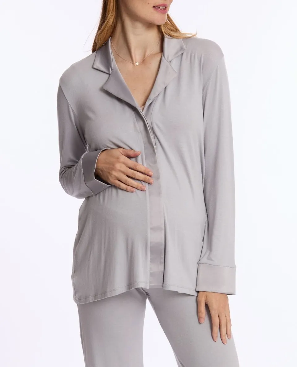 cache-c-ur-satine-veste-de-pyjama-grossesse-et-allaitement-gris image 1